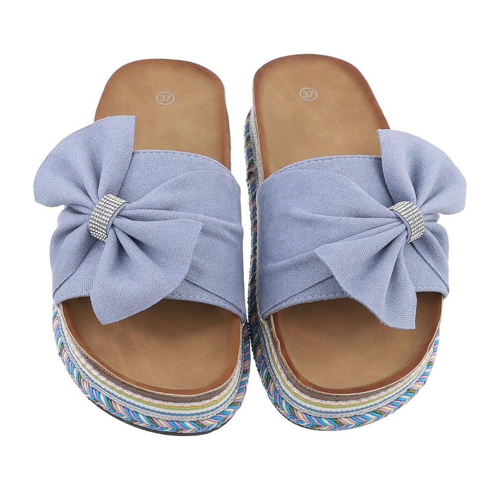 Ital-Design Damen Mules Freizeit Plateausandaletten (86017154) Flach Pantoletten in Hellblau