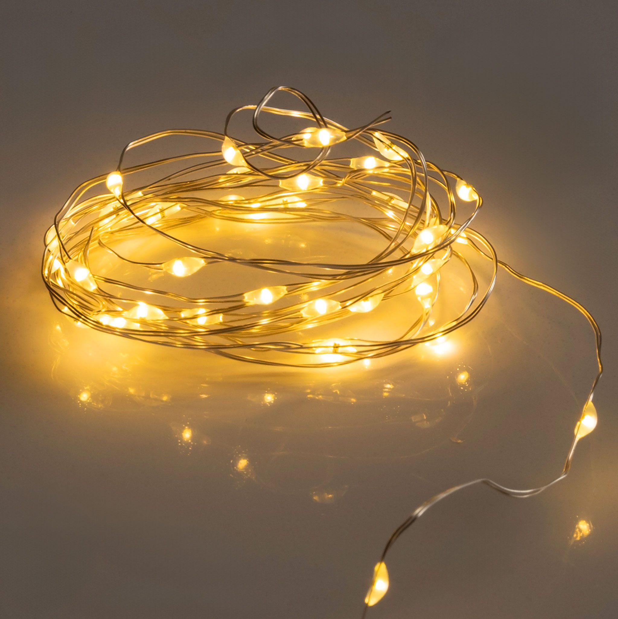 Spetebo LED-Lichterkette Draht Lichterkette 40 LED / 195 cm - warm weiß, 20-flammig, Deko Beleuchtung Indoor / Outdoor - Weihnachten Advent Winter