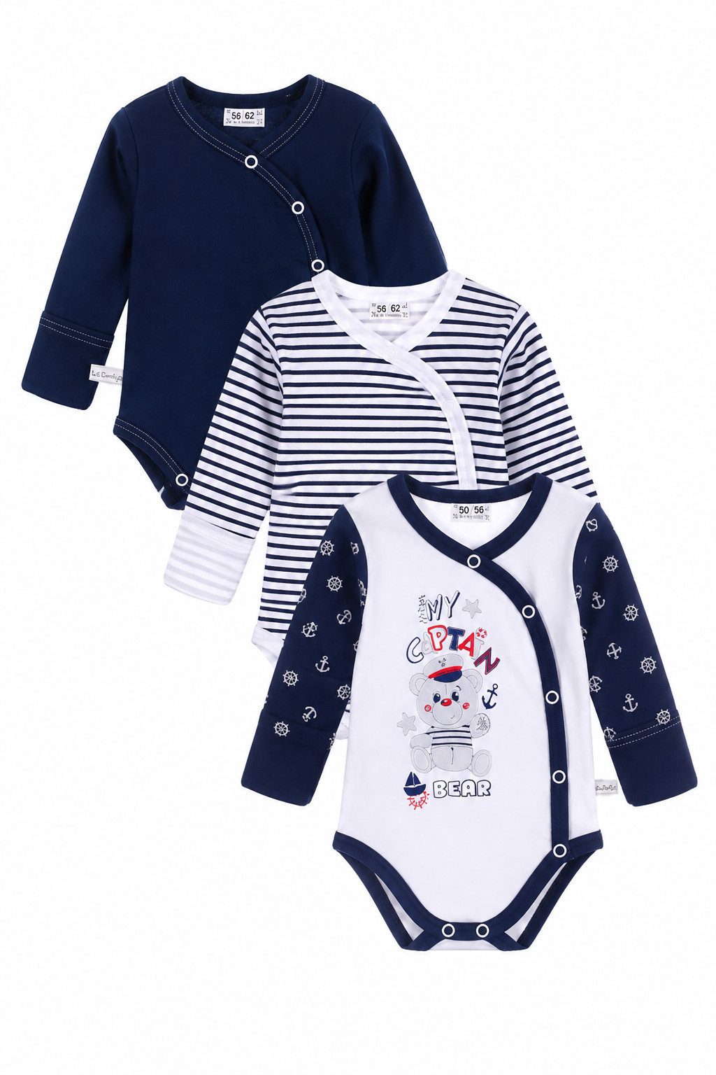 Wickelbody Baby Bodys Wickelbody Body in Blau Langarmbody