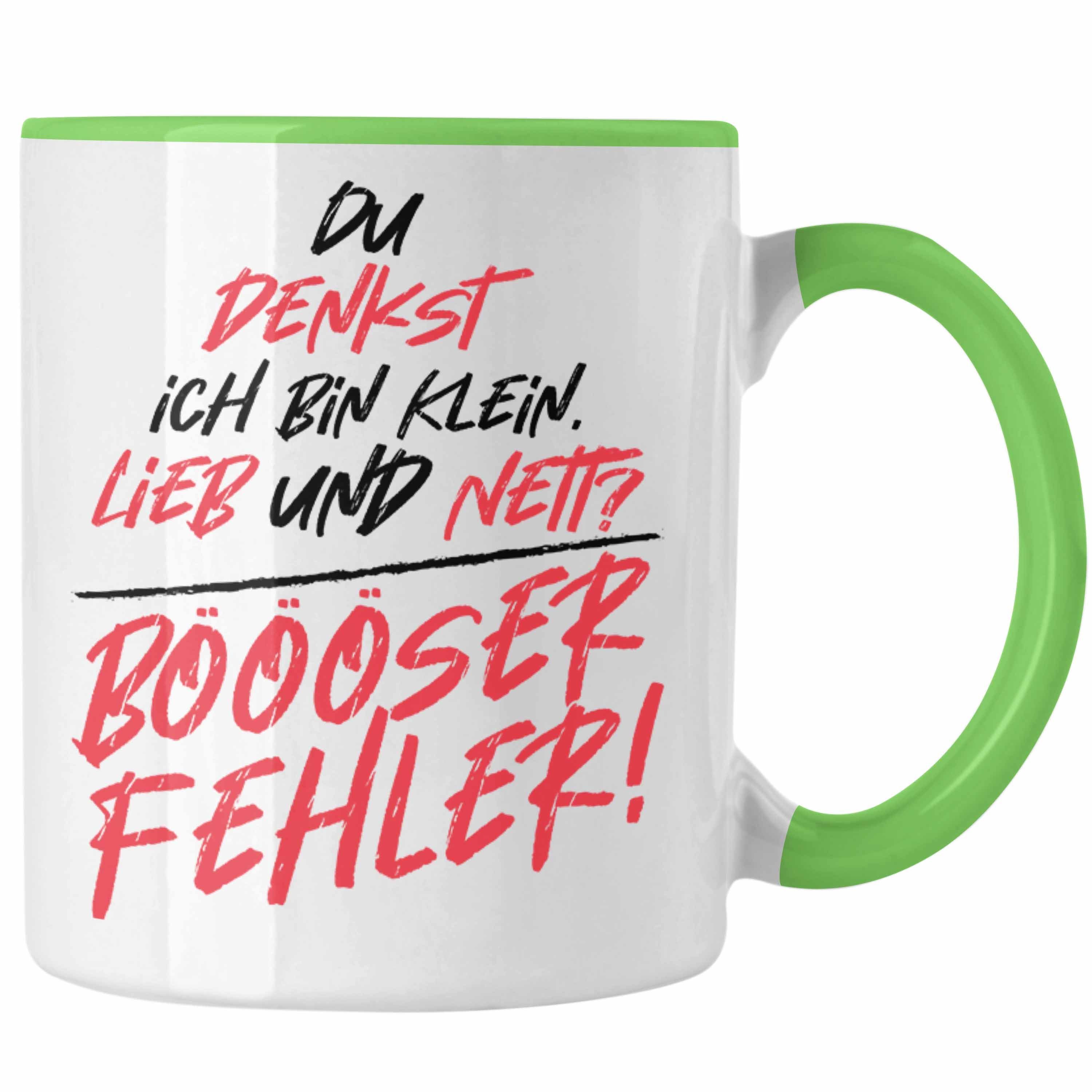 Trendation Tasse Trendation - Du Denkst Ich Bin Klein Und Nett Böser Fehler Lustiger Spruch Frauen Tasse Geschenk Humor Sarkasmus Grün | Teetassen