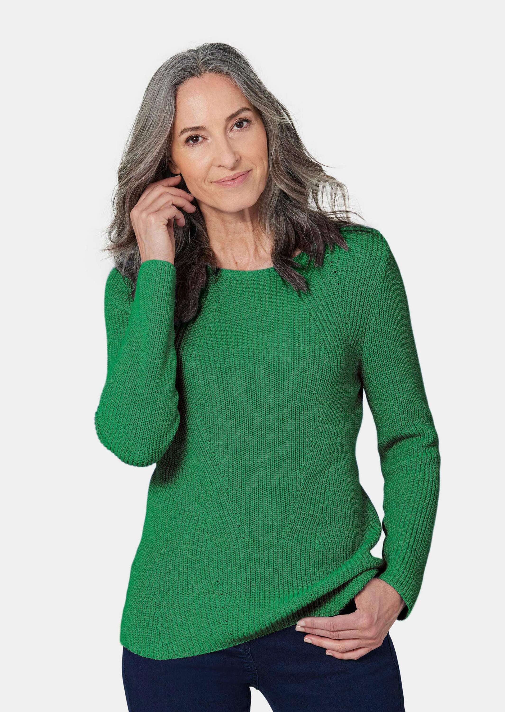 GOLDNER Strickpullover Figurschmeichelnder Pullover aus reiner Baumwolle günstig online kaufen