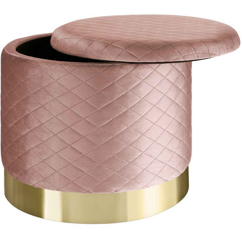 tectake Sitzhocker »Sitzhocker Coco gepolstert in Samtoptik 300kg mit« (1 St), Ablagefach