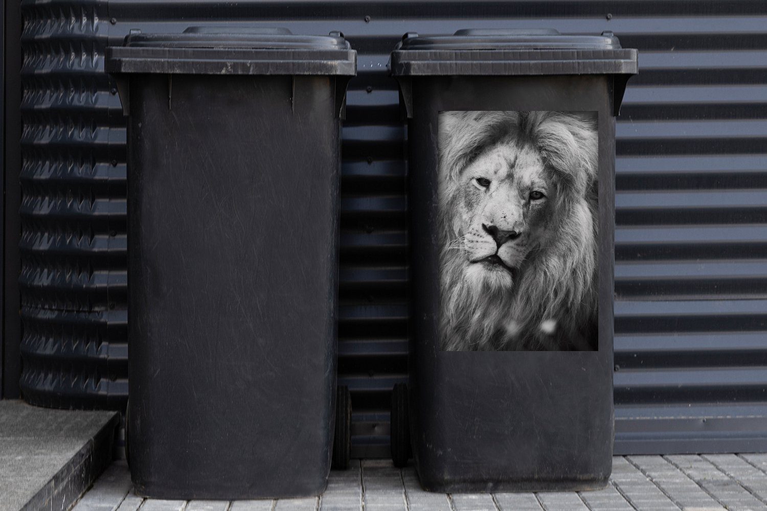 MuchoWow Wandsticker Porträt - Löwe Container, (1 Mülltonne, Sticker, Mülleimer-aufkleber, St), - Abfalbehälter Profil