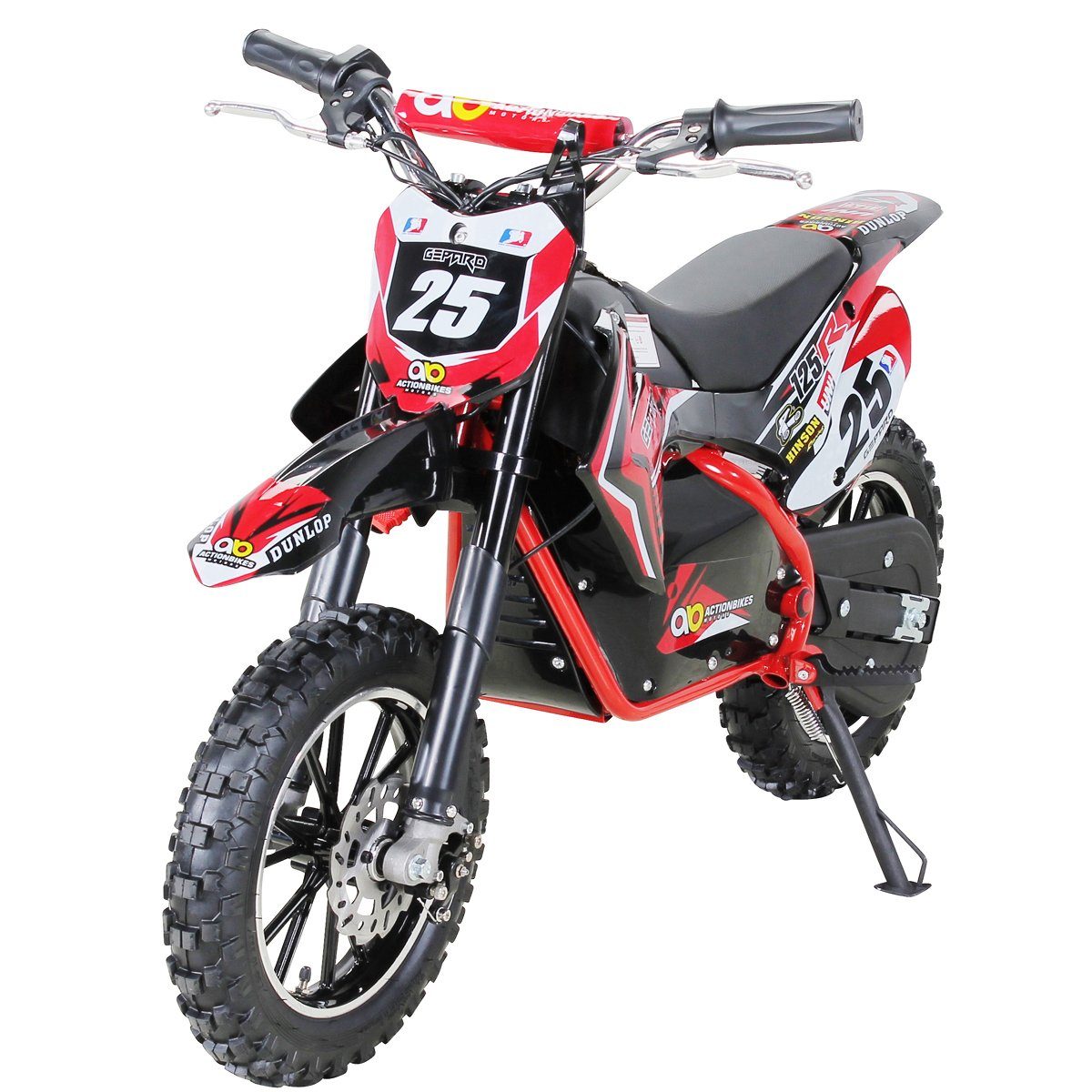 Actionbikes Motors Elektro-Kindermotorrad Mini Dirt-Bike Gepard 500W Minicross elektro - 3 Stufen - 7 - 25 km/h, Belastbarkeit 60 kg, (1-tlg), Kinder Elektro Crossbike Pitbike Pocketbike ab 5 Jahre - Federgabel