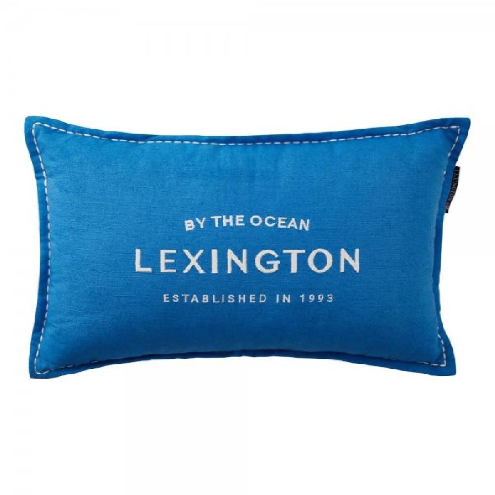 Kissenhülle LEXINGTON Kissen Logo Linen/Cotton Blue/White (30x50), Lexington