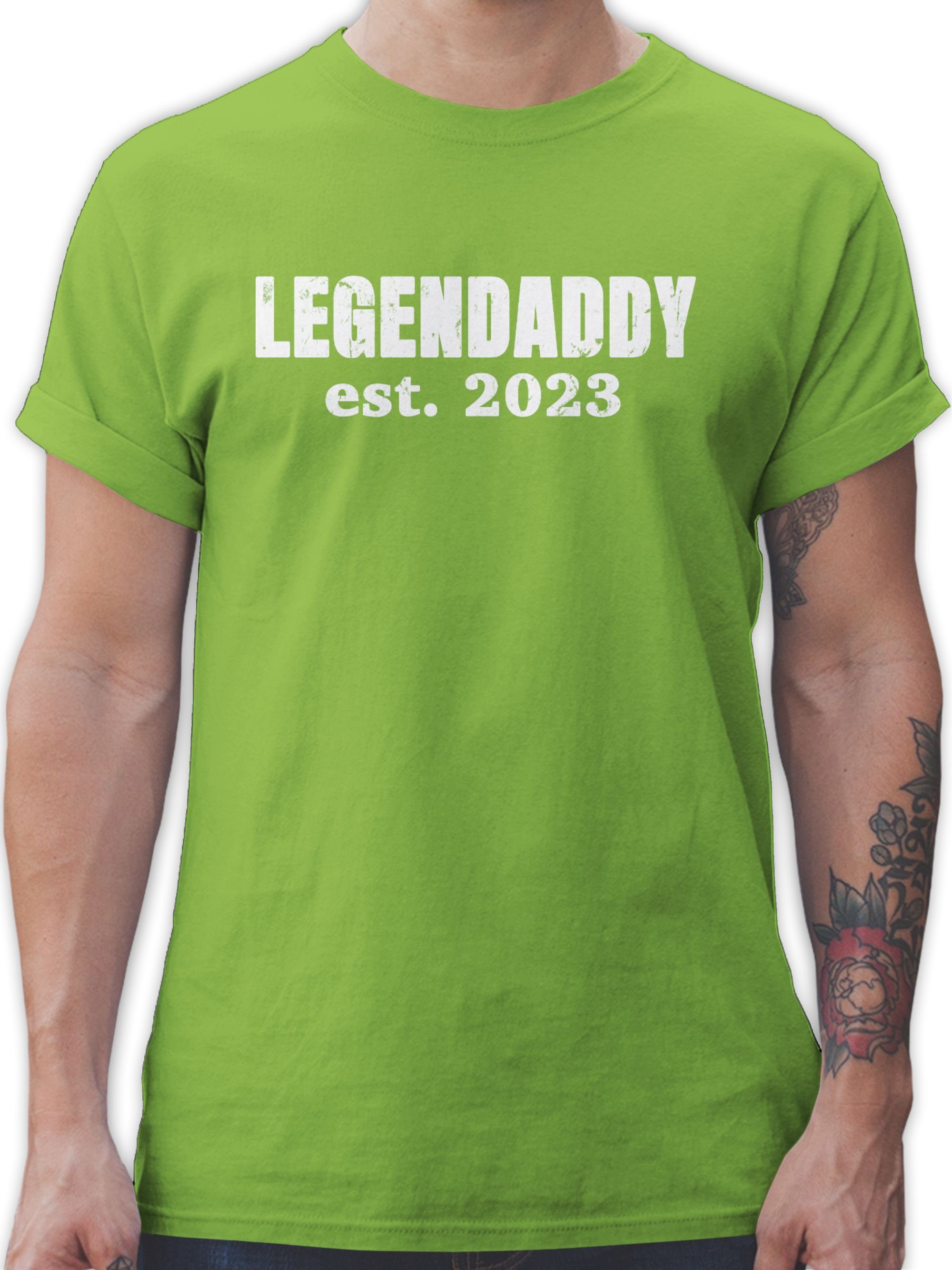 Shirtracer T-Shirt Papa est. für 2023 weiß 02 Hellgrün Vatertag Geschenk Legendaddy