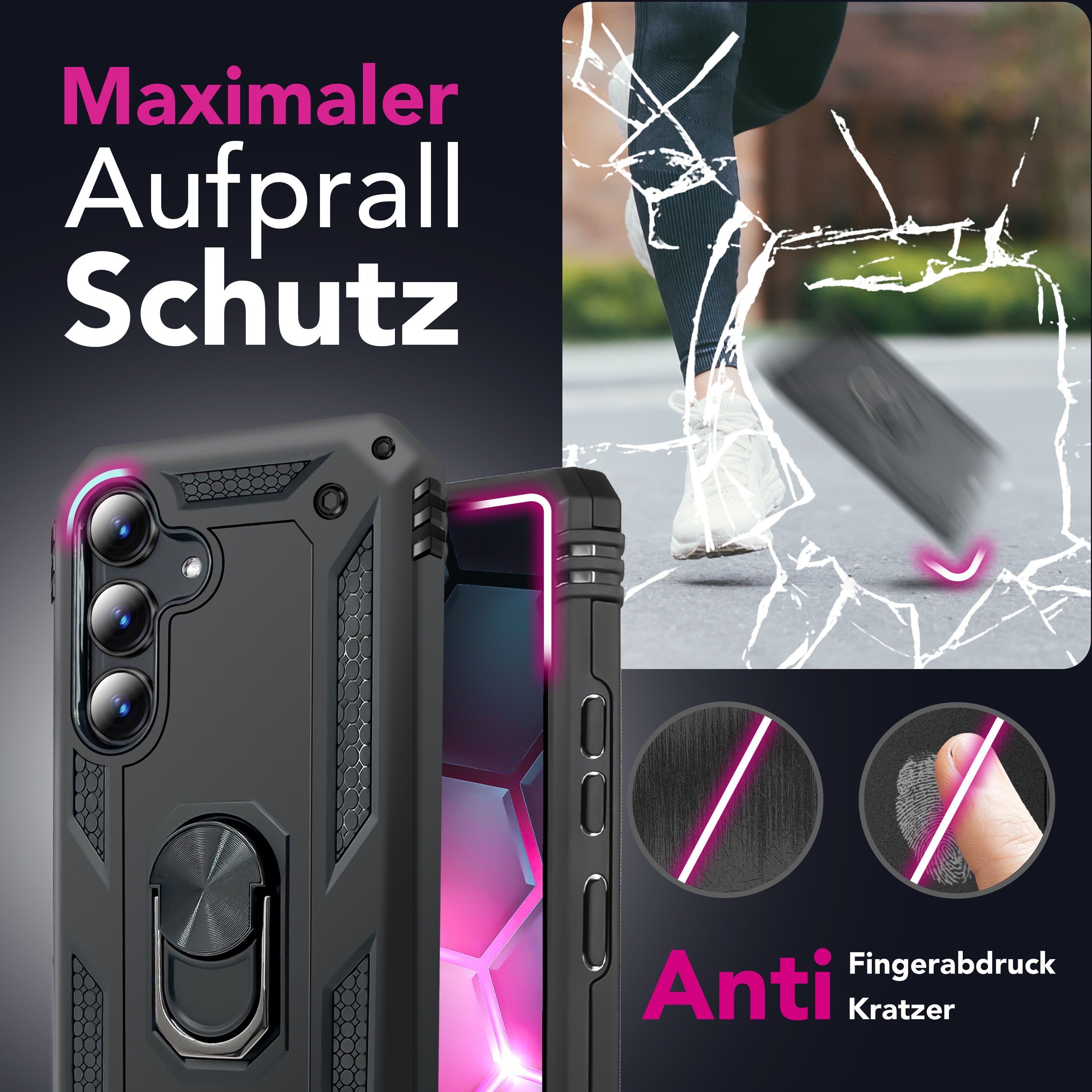 Nalia Smartphone-Hülle Samsung Galaxy S25 FE 17 cm (6,7 Zoll), Military Style / Panzer Hülle mit Ring / Extrem Robust / Outdoor Case