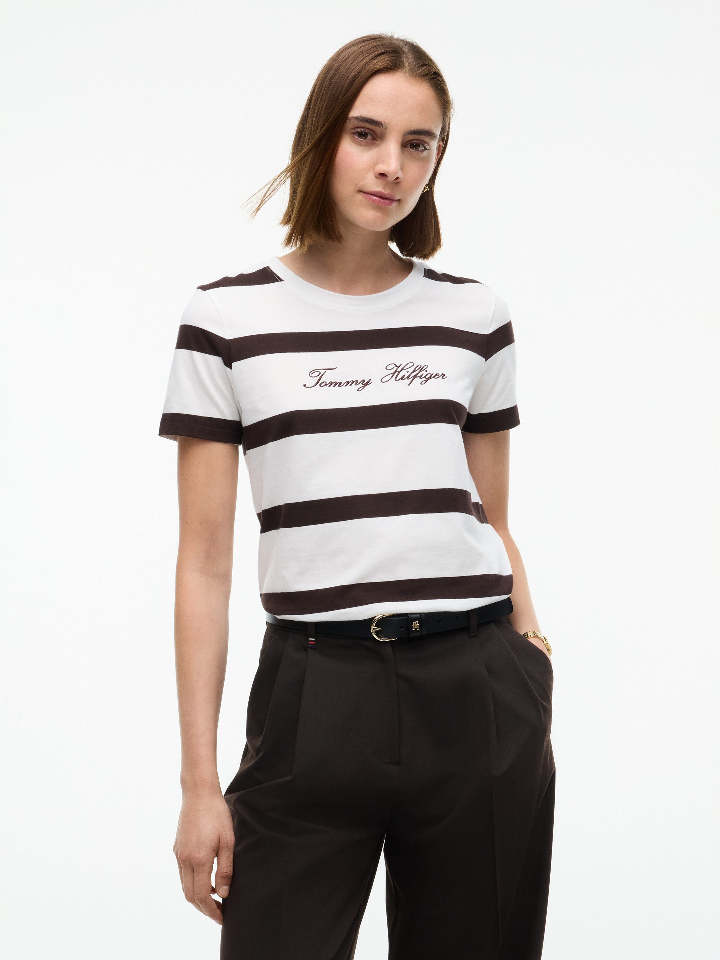 Tommy Hilfiger Kurzarmshirt SCRIPT REG C-NK SS T-SHIRT Baumwolle