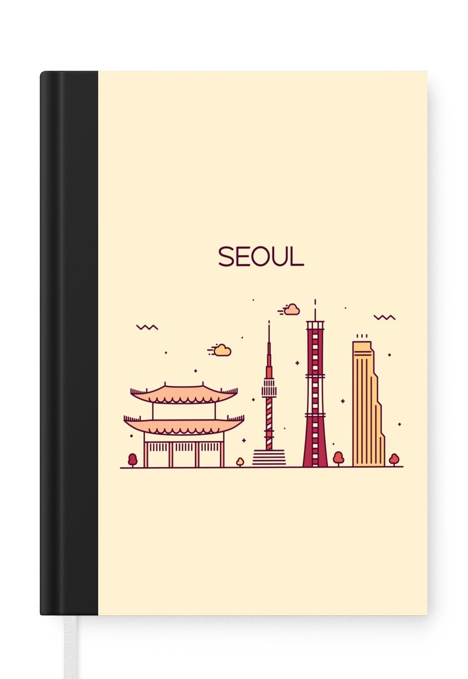 Seoul Merkzettel, Tagebuch, Seiten, Notizheft, Haushaltsbuch 98 - Notizbuch Südkorea, Journal, MuchoWow Skyline - A5,