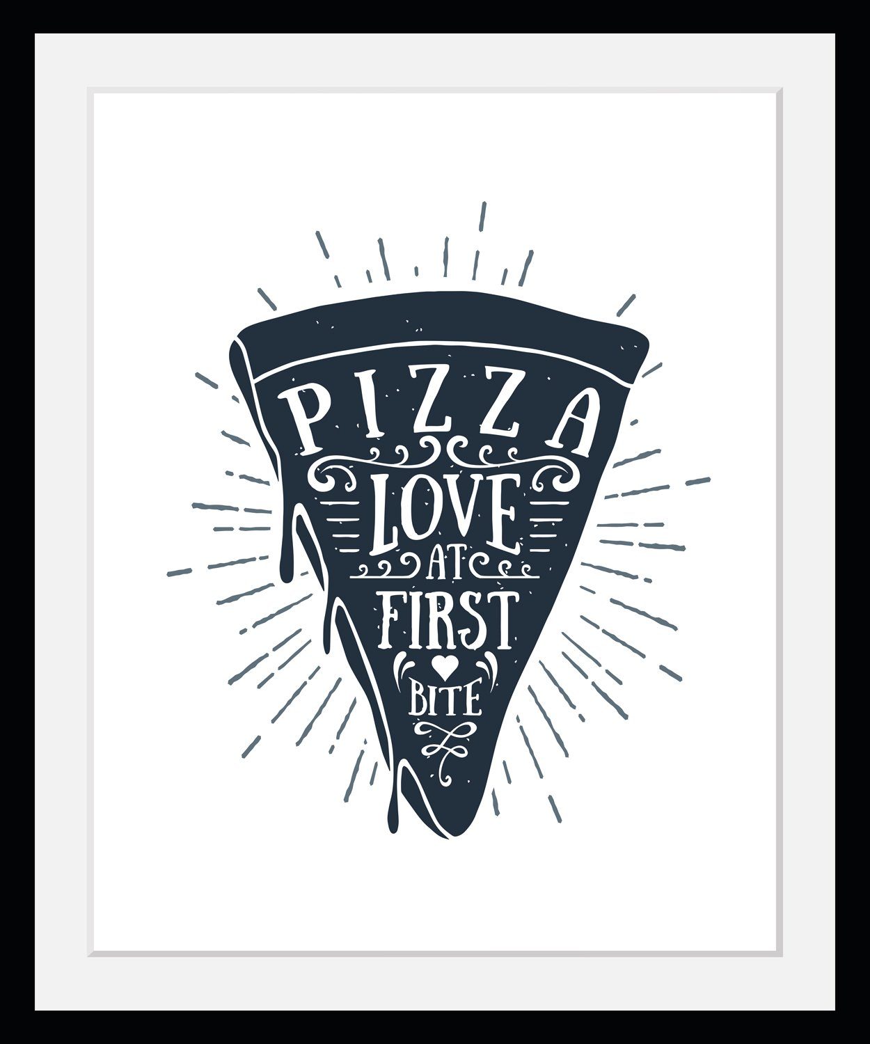 Bild mit Rahmen Pizza Love At First Bite - Gerahmter Digitaldruck - Wandbild