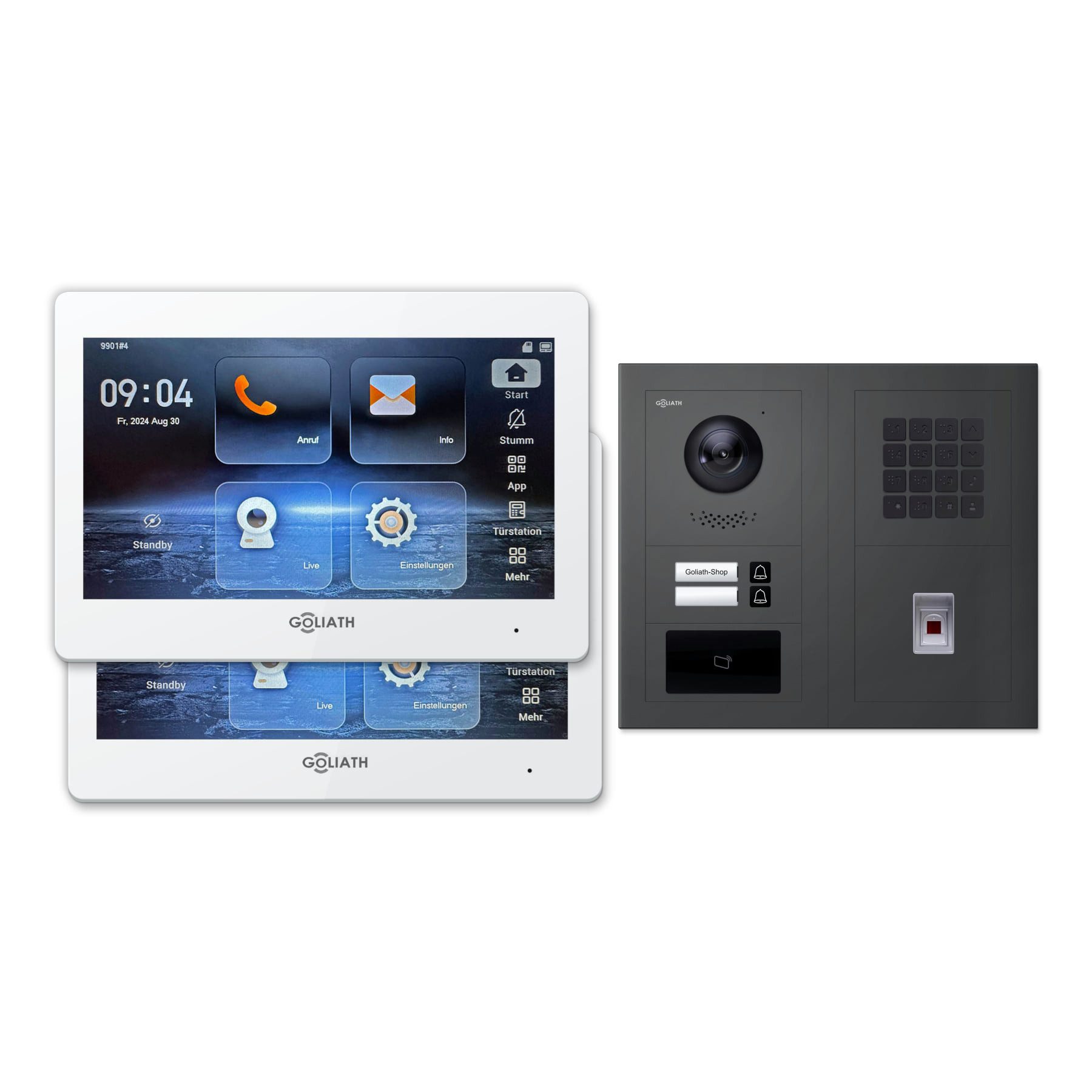 Goliath Intercom Video-Türsprechanlage Premium IP Set für 2 Familien – Fingerprint/Zahlencode/RFID (Set)