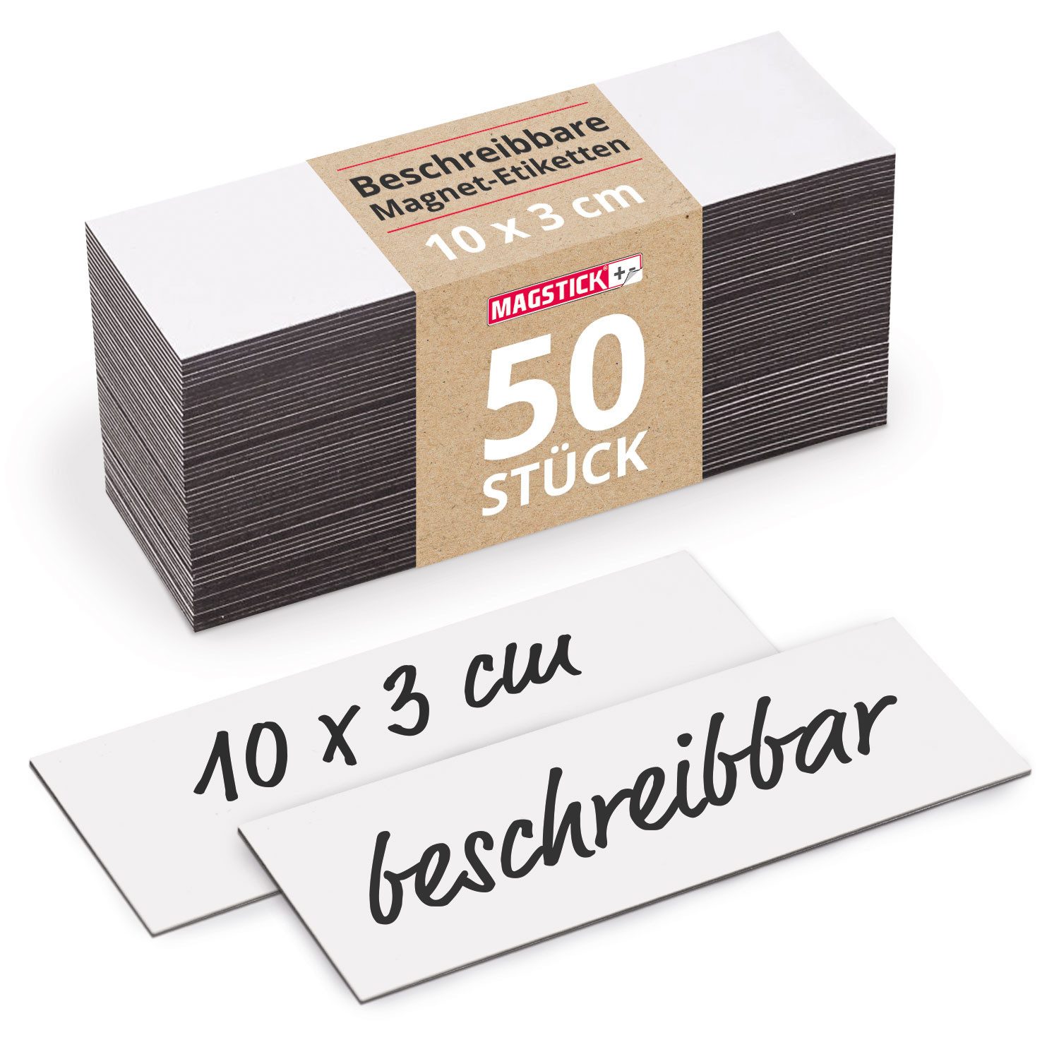 Magstick Magnet 50 beschreibbare Magnet-Etiketten I 10 x 3 cm I mag_815