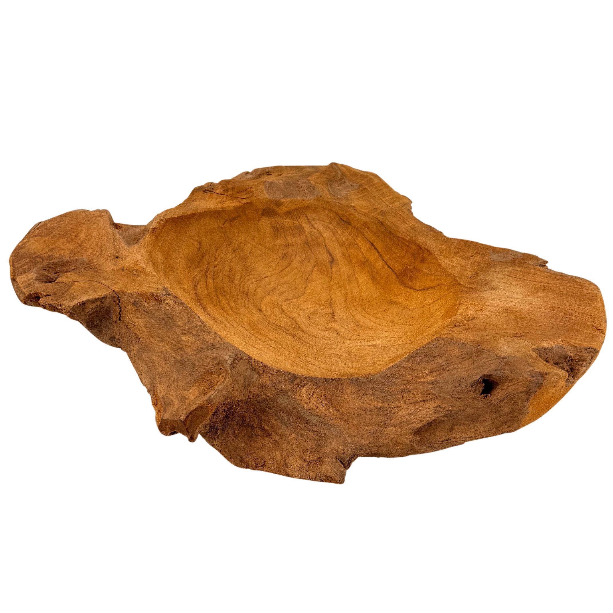 Online-Fuchs Dekoschale XL aus Teakholz, Obstschale - Dekoration für Wohnzimmer & Küche (jede Schale ein Unikat, 40 bis 45 cm groß), massives Teakholz, rustikal – Bild 2 von 5