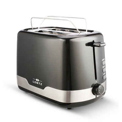 Lentz Toaster 2 Scheiben Toaster 850 W Schwarz, 850 W, mit Brötchenaufsatz