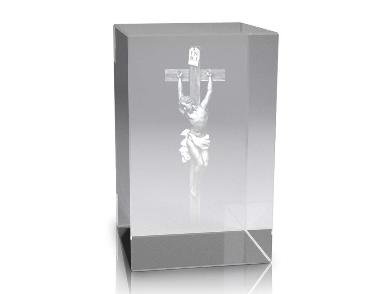 VIP-LASER Dekofigur VIP-LASER 3D Glaskristall XL Jesus am Kreuz I.N.R.I in High Quality, Hochwertige Geschenkbox, Made in Germany, Familienbetrieb