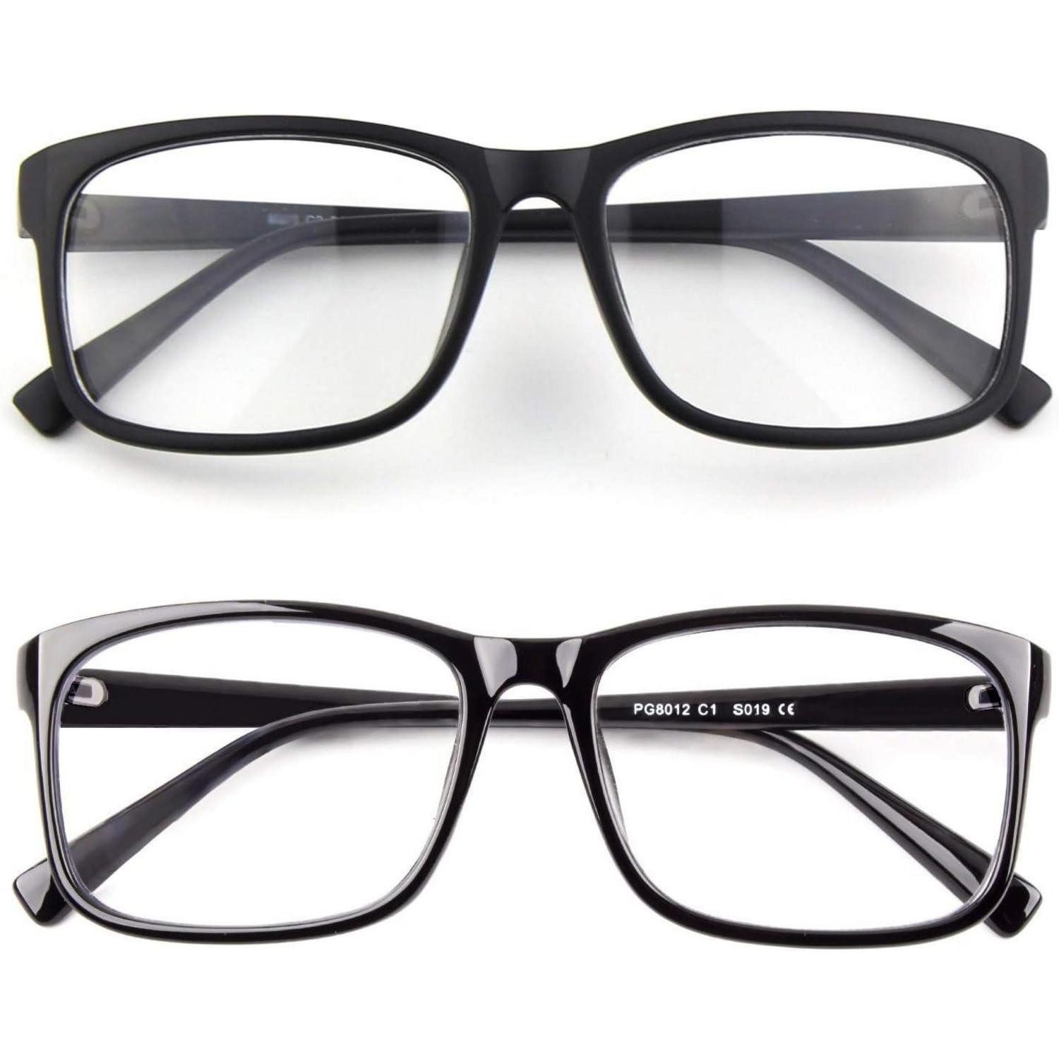 LuxusKollektion Brille Hornbrille Vintage Fake Nerd Z 2 Pack Mattschwarz & Glänzendes Schwarz