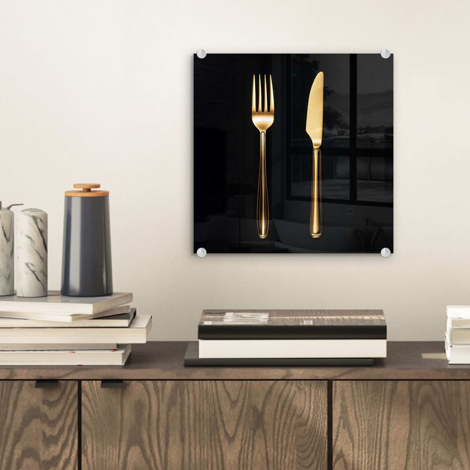 MuchoWow Acrylglasbild Besteck - Gold - günstig online kaufen