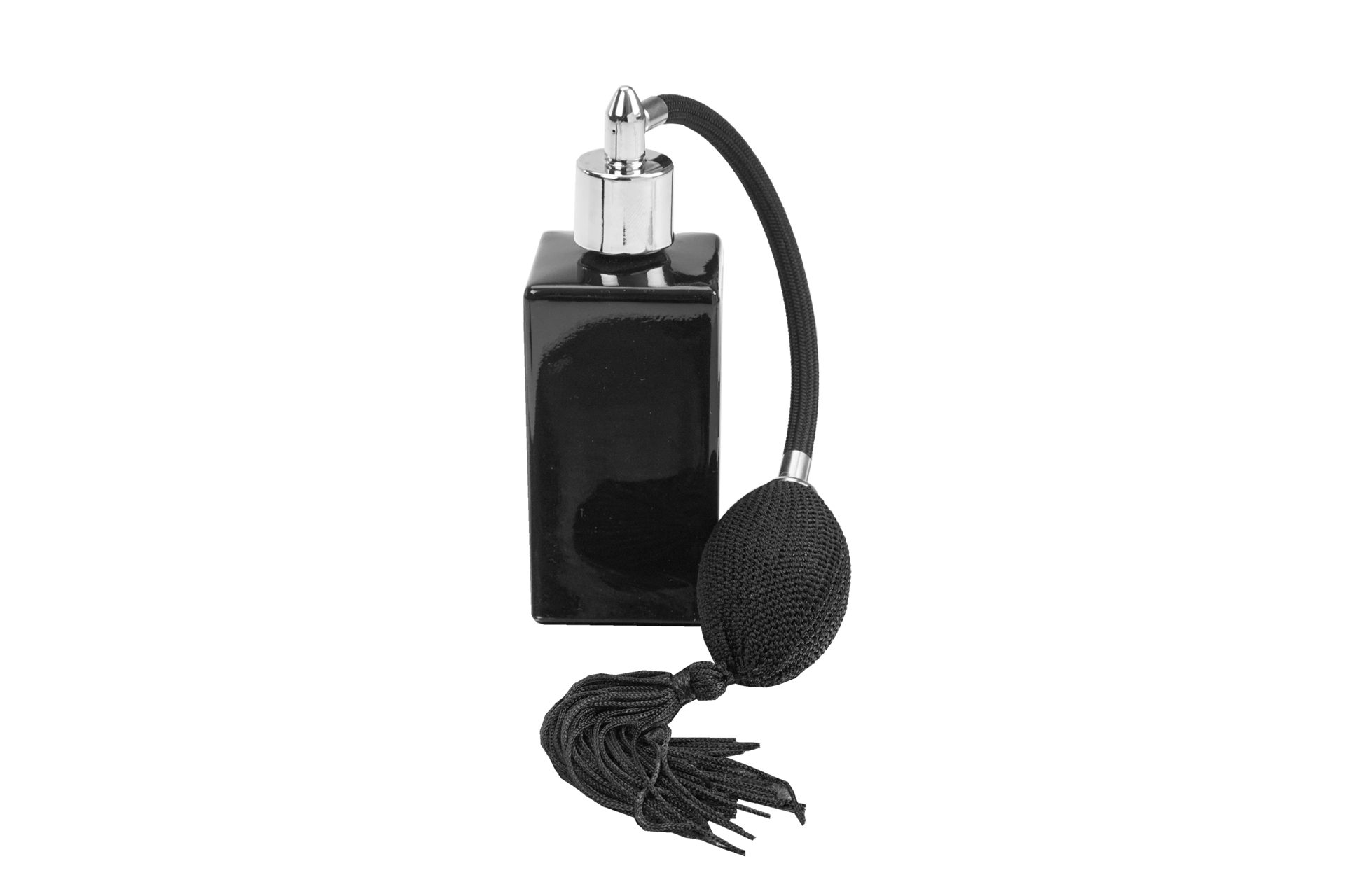 Parfümzerstäuber Tischzerstäuber, Glas, schwarz-glänzend, mit Ballpumpe