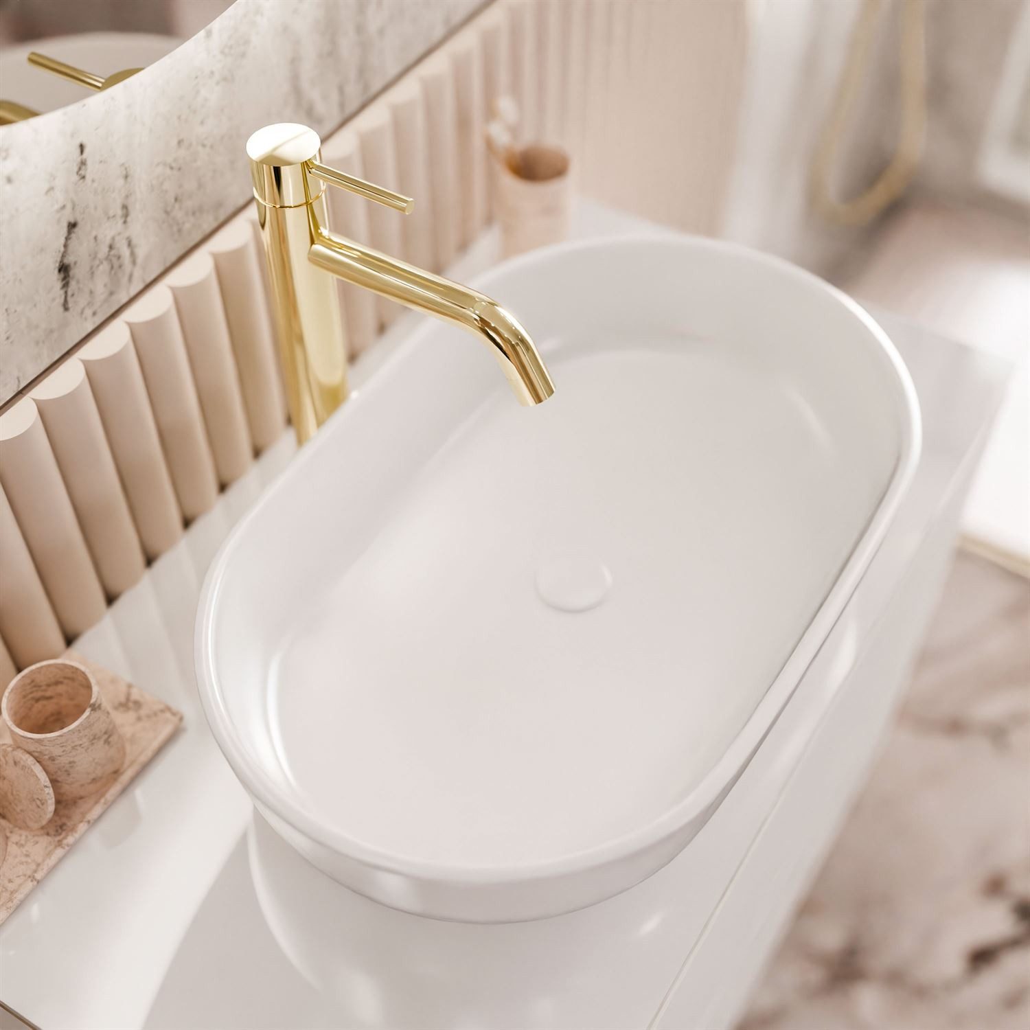 Lookway Badmöbel-Set AURORA GOLD Badezimmerschrank mit praktische Schubladen, 80x55x45 cm – Bild 5 von 5