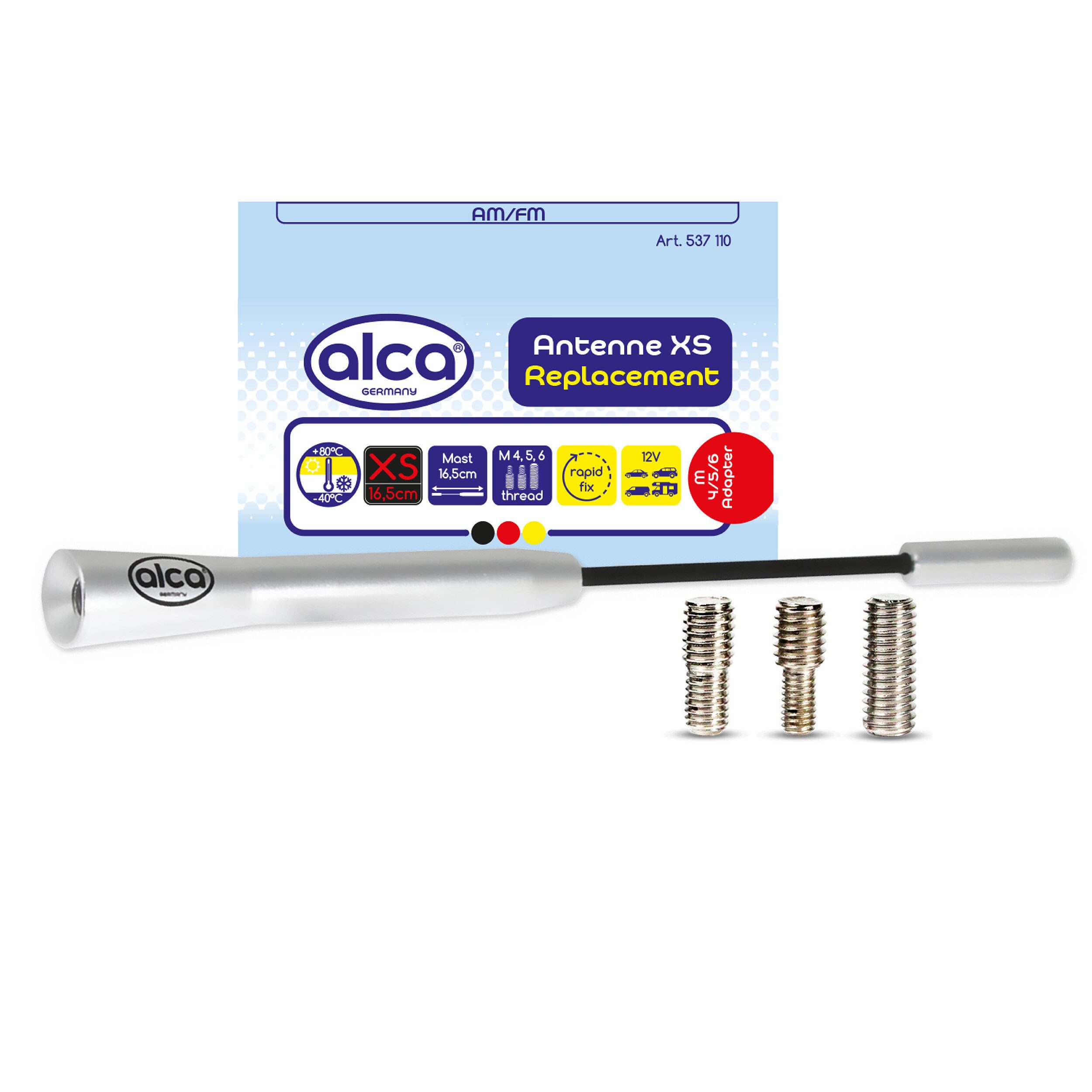 alca Dachantenne Auto kurz 16,5cm Universal AM/FM/DAB+ alu-schwarz M4 M5 M6 Autoradio-Ersatzantennenstab