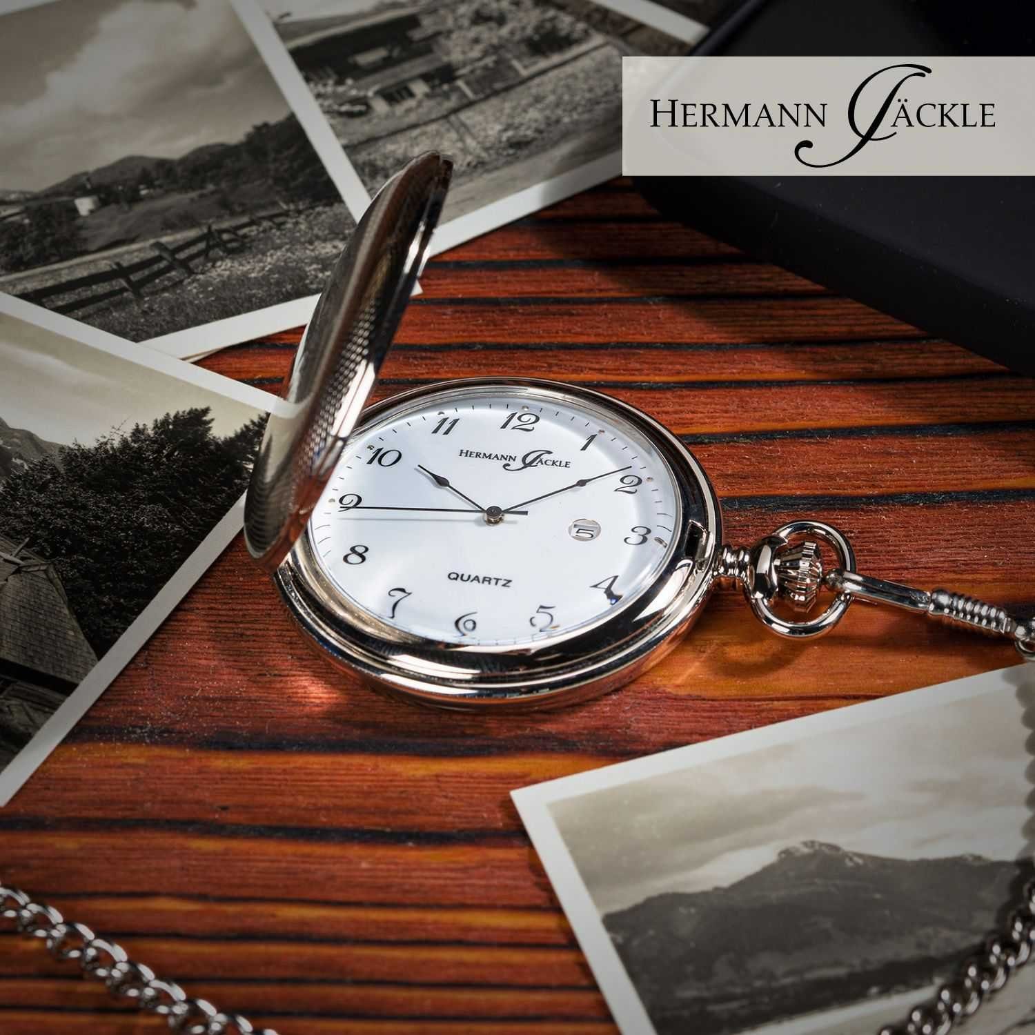 Hermann Jäckle Taschenuhr "Tübingen" Quarz mit Datumsanzeige, 50 mm, inkl. Kette & Reiseetui – Bild 4 von 5