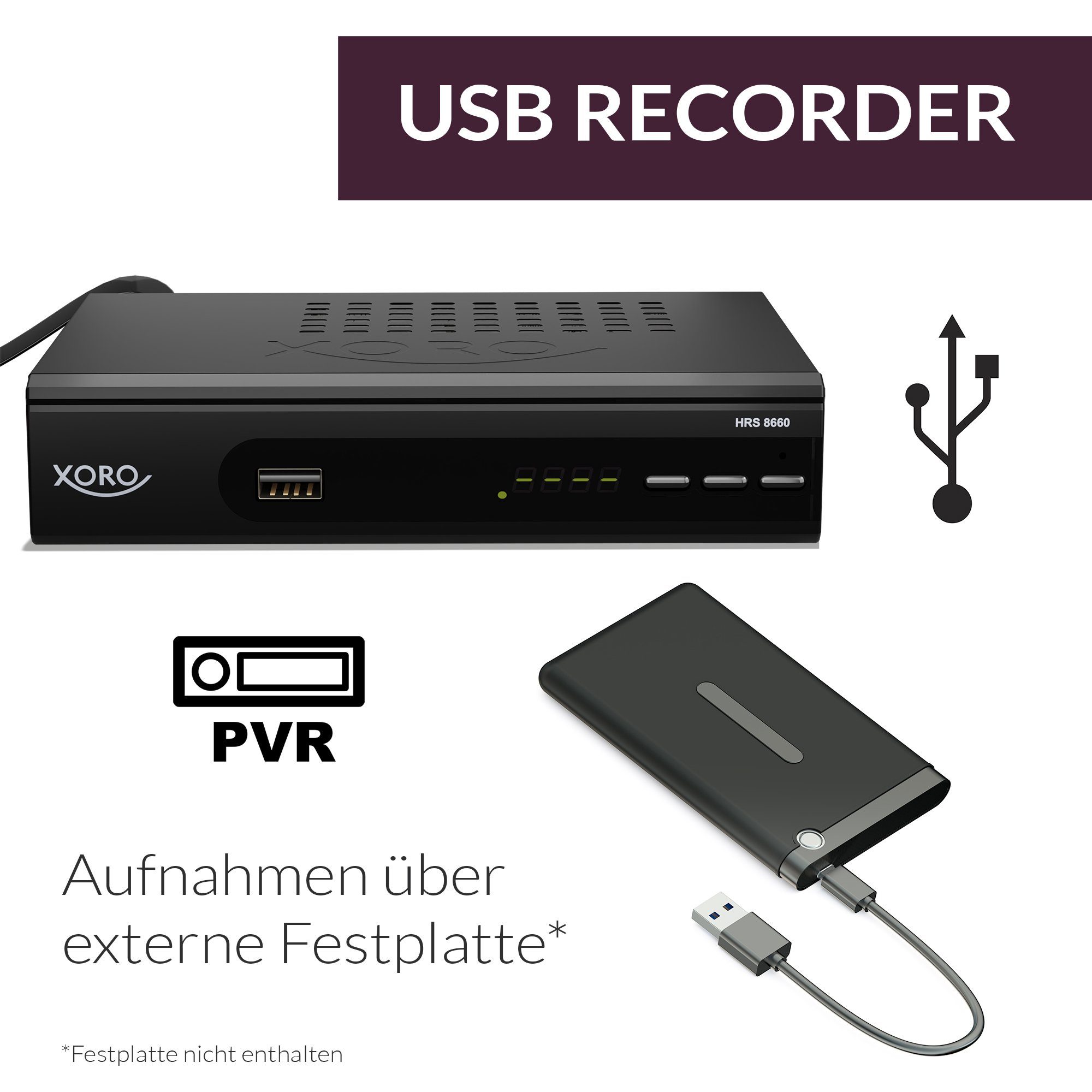 Xoro HRS 8660 PVR-Ready, Timeshift, LED-Display, einfache Installation, HD SAT-Receiver (HD-Receiver, PVR Ready, USB, HDMI, LAN, LED-Display,Schwarz)
