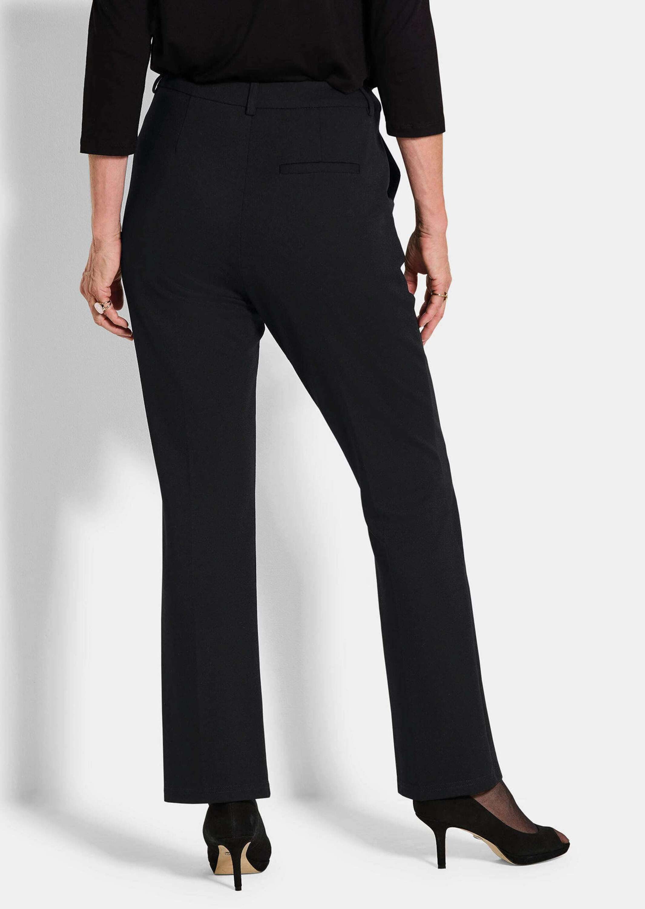GOLDNER Stoffhose Businesshose CARLA mit ausgestelltem Bein Elegante Viskosehose mit Formbund und Bügelfalten, mittelhoher Bund