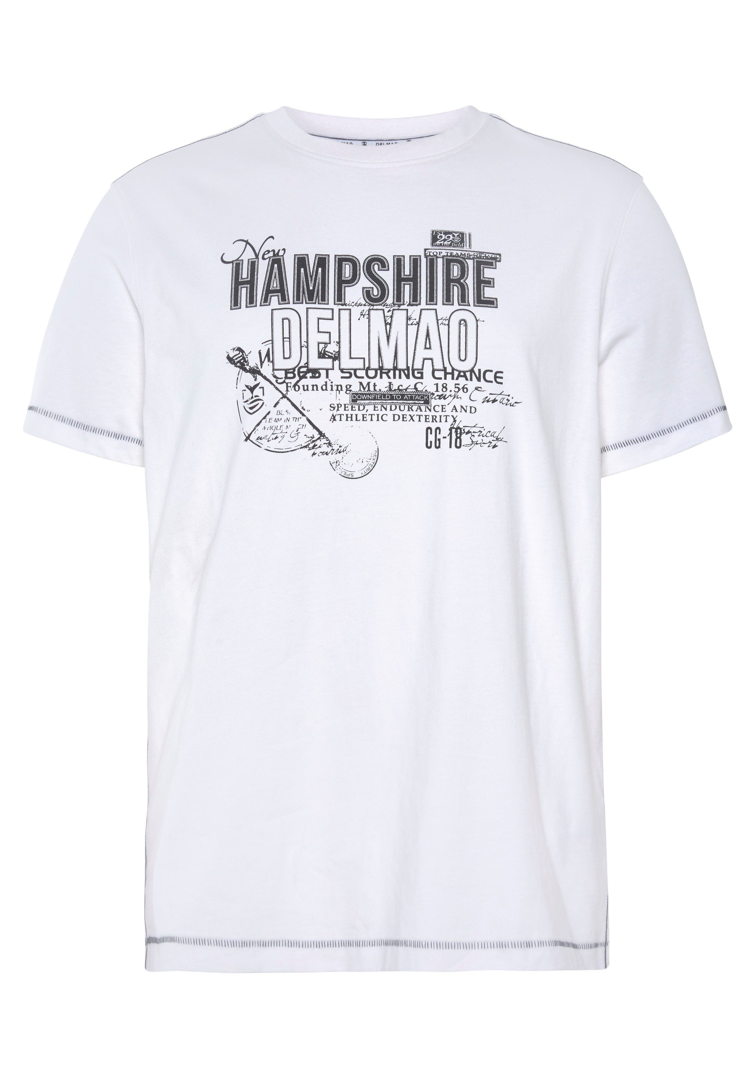 DELMAO T-Shirt Kurzarm, lässige Passform, mit stylischem Print, Rundhals