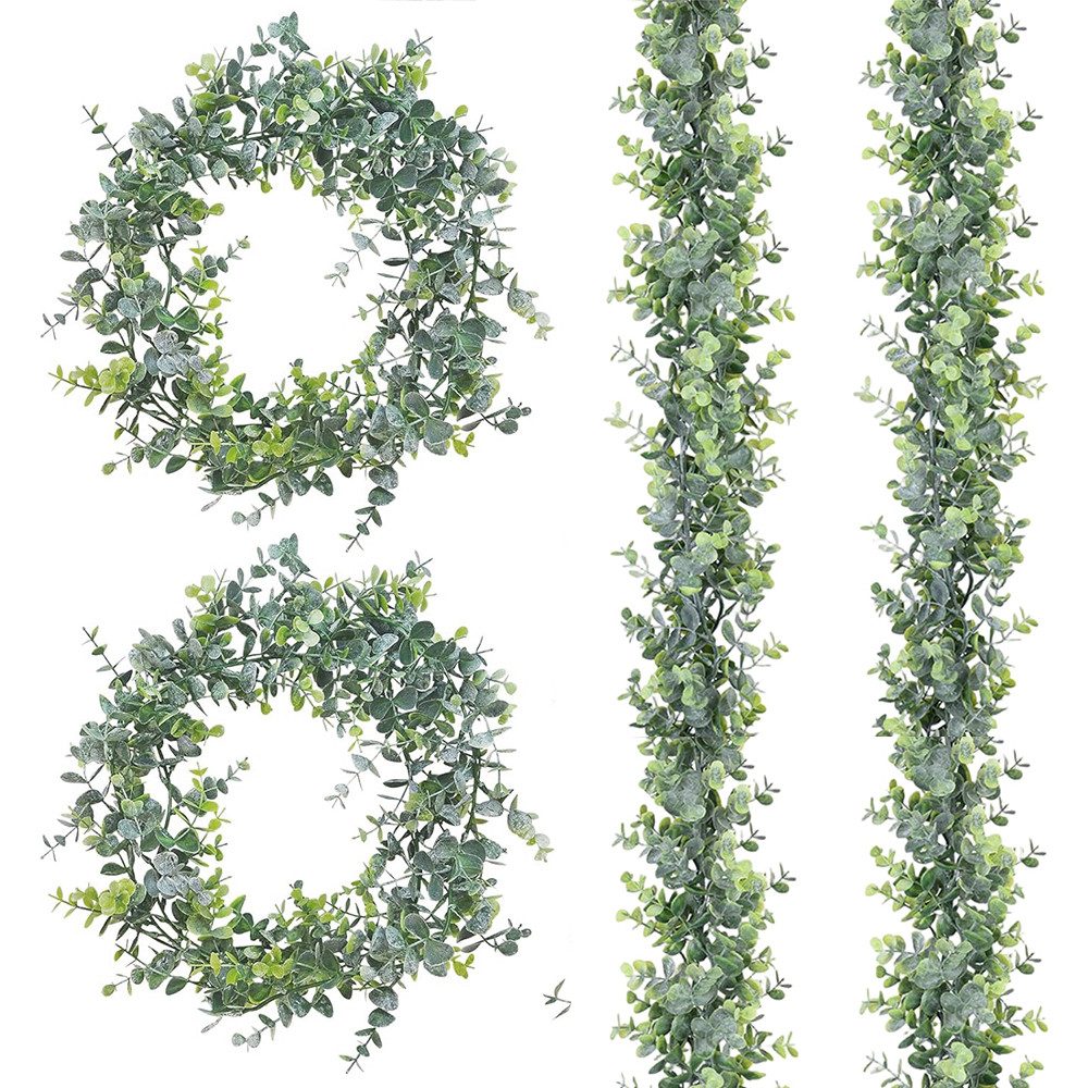 Kunstranke Eukalyptus Girlanden Künstliche, 1.8m Eukalyptus deko Hängepflanzen, TUWENA, Grüne Pflanze für Mittelstück Party Tischdeko Hochzeit Dekoration