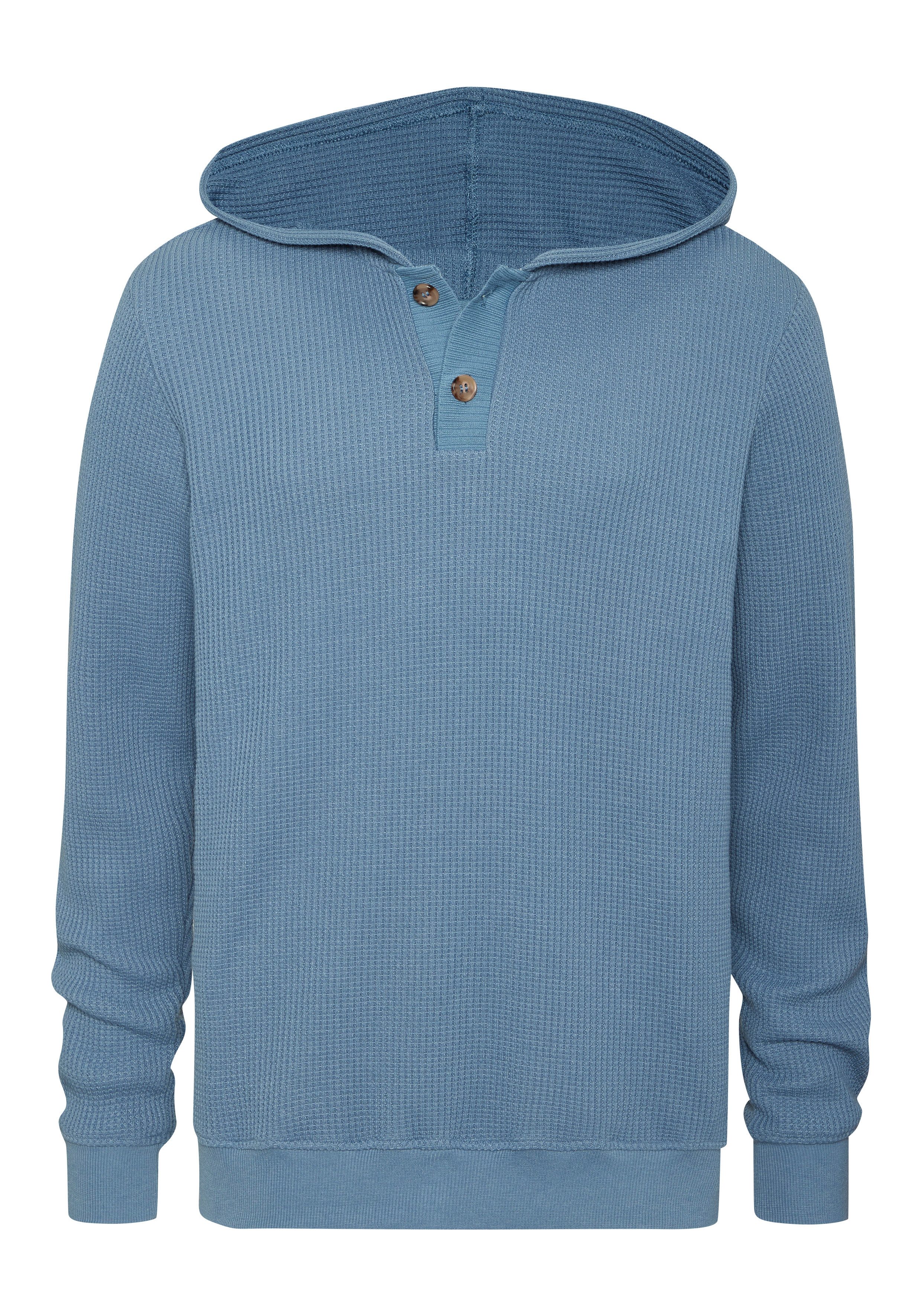 John Devin Hoodie, Strickhoodie - Kapuzenpulli aus Waffelstrick Sommerhoodie mit Knopfleiste. € 39,99