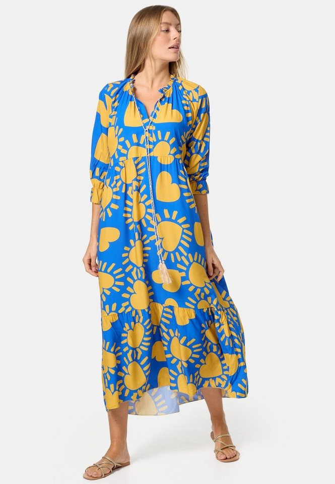 Rayshyne Maxikleid PM-32 (Sommerkleid Jersey Strandkleid mit Muster in Einheitsgröße)