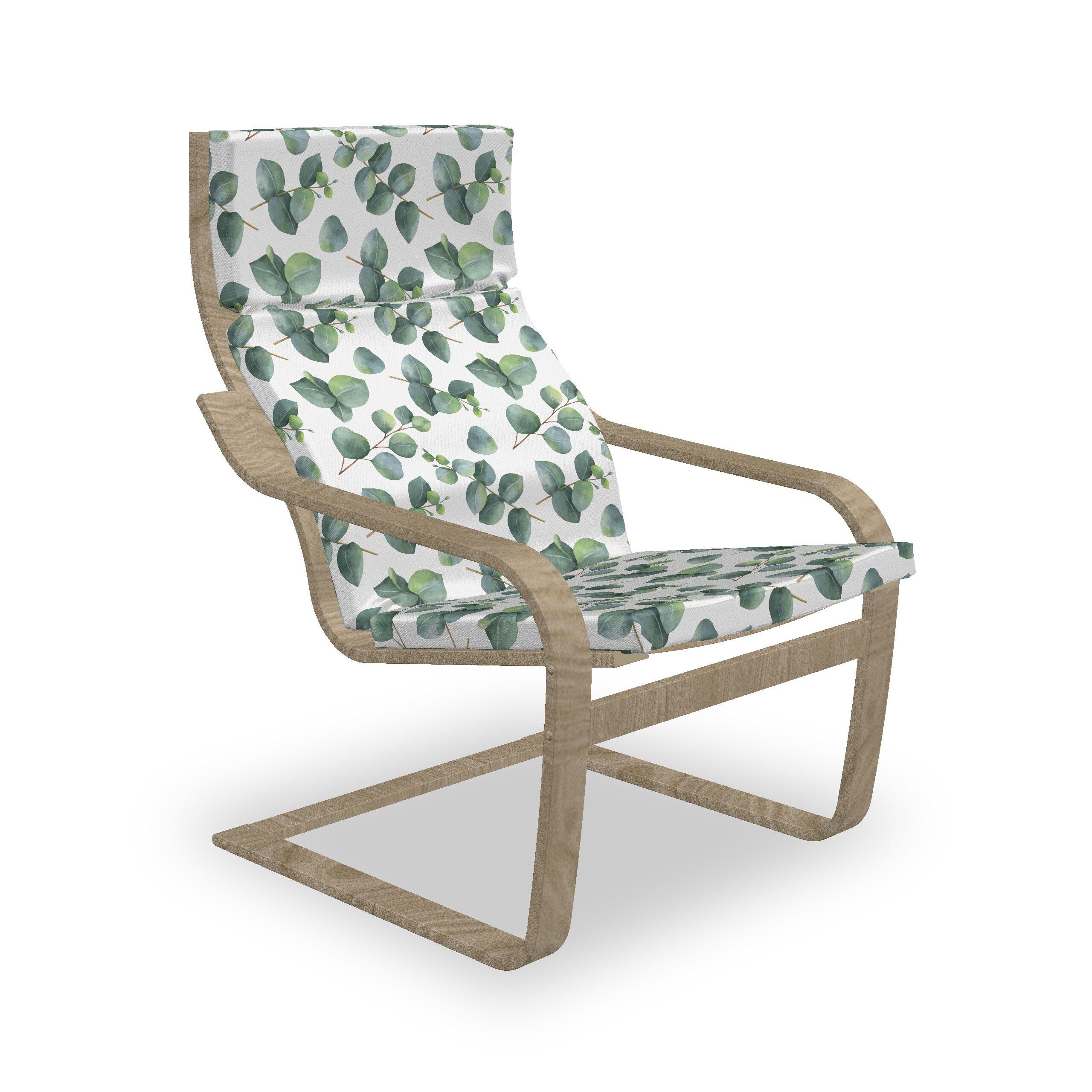 mit Sitzkissen Reißverschluss, Blatt Hakenschlaufe Eucalyptus Kunst Aquarell Abakuhaus Stuhlkissen Stuhlkissen und mit