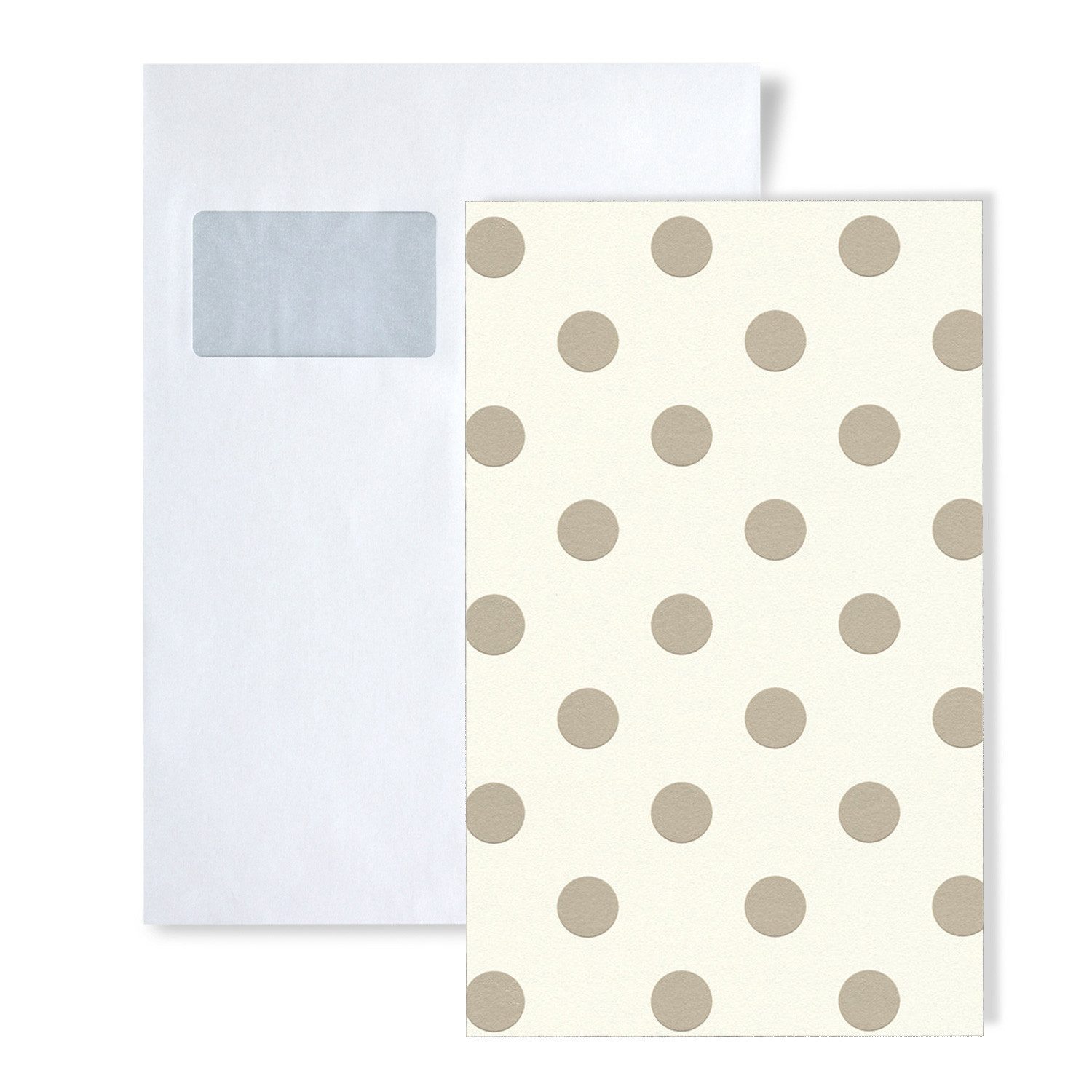 Profhome Kindertapete 1 MUSTERSTÜCK S-369341-GU DIN A4 MUSTER der Geometrisch Tapete, gepunktet, matt, geometrisch, Kindertapete, (1 Musterblatt, ca. A5-A4), beige, rosa, weiß