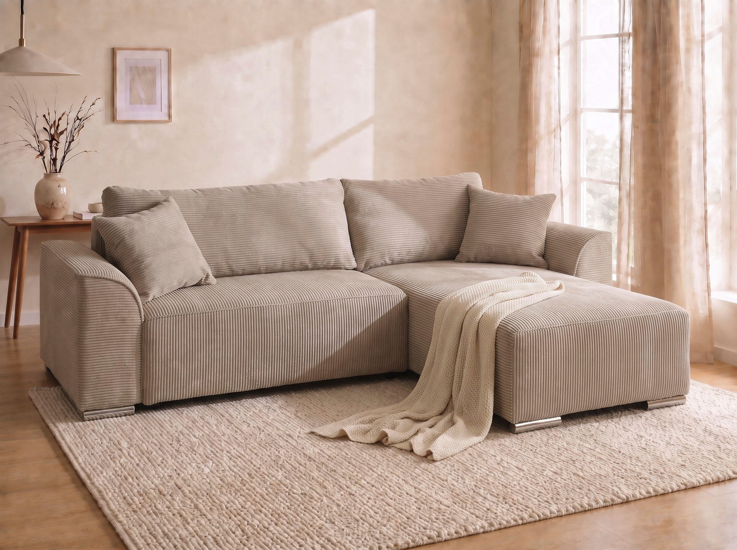 COLLECTION AB Ecksofa Sara L-Form, B: 236 cm, Schlaffunktion, Bettkasten, optional Topper, Bonnellfederkern, Liegefl. 116x190 cm, Couch als Schlafsofa