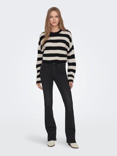 ONLY Strickpullover PUMICE PULLOVER CROPPED Black Stripes:WIDE/ STONE NOOS L/S KNT ONLMALAVI