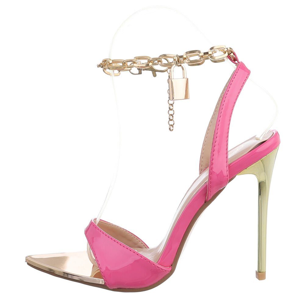Ital-Design Damen Sandalen Clubwear Party Sandaletten in & Sandalette Abendschuhe Pink Pfennig-/Stilettoabsatz &