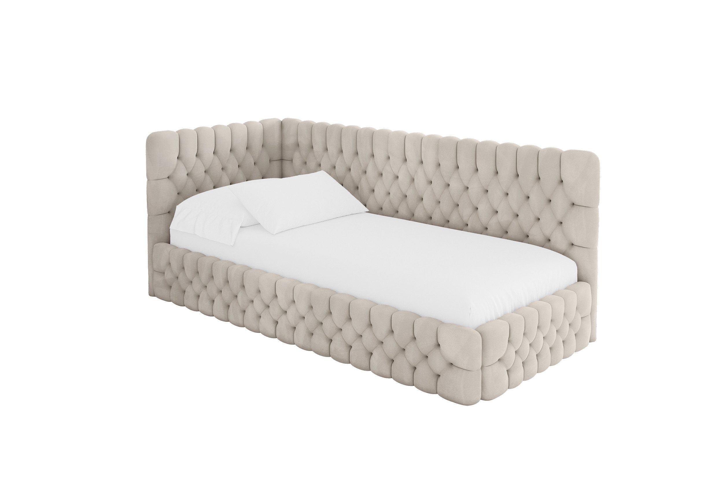 ALTDECOR Jugendbett MULY (Jugendbett mit Bettkasten und Lattenrost, Polsterbett ohne Matratze), Einzelbett mit Stauraum, Bett mit Kopfteil