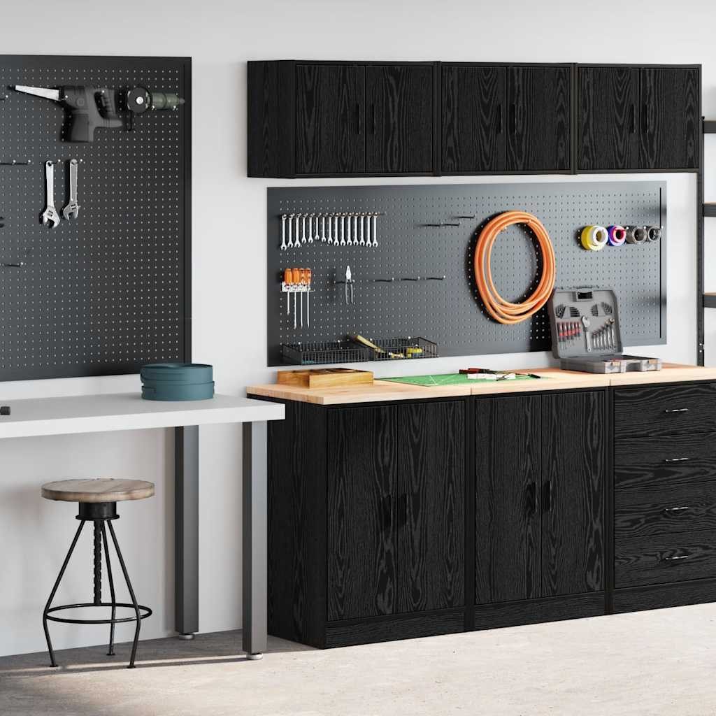 vidaXL Werkzeugschrank Garagenschränke 2 Stk. Schwarz Holzwerkstoff (1-St)