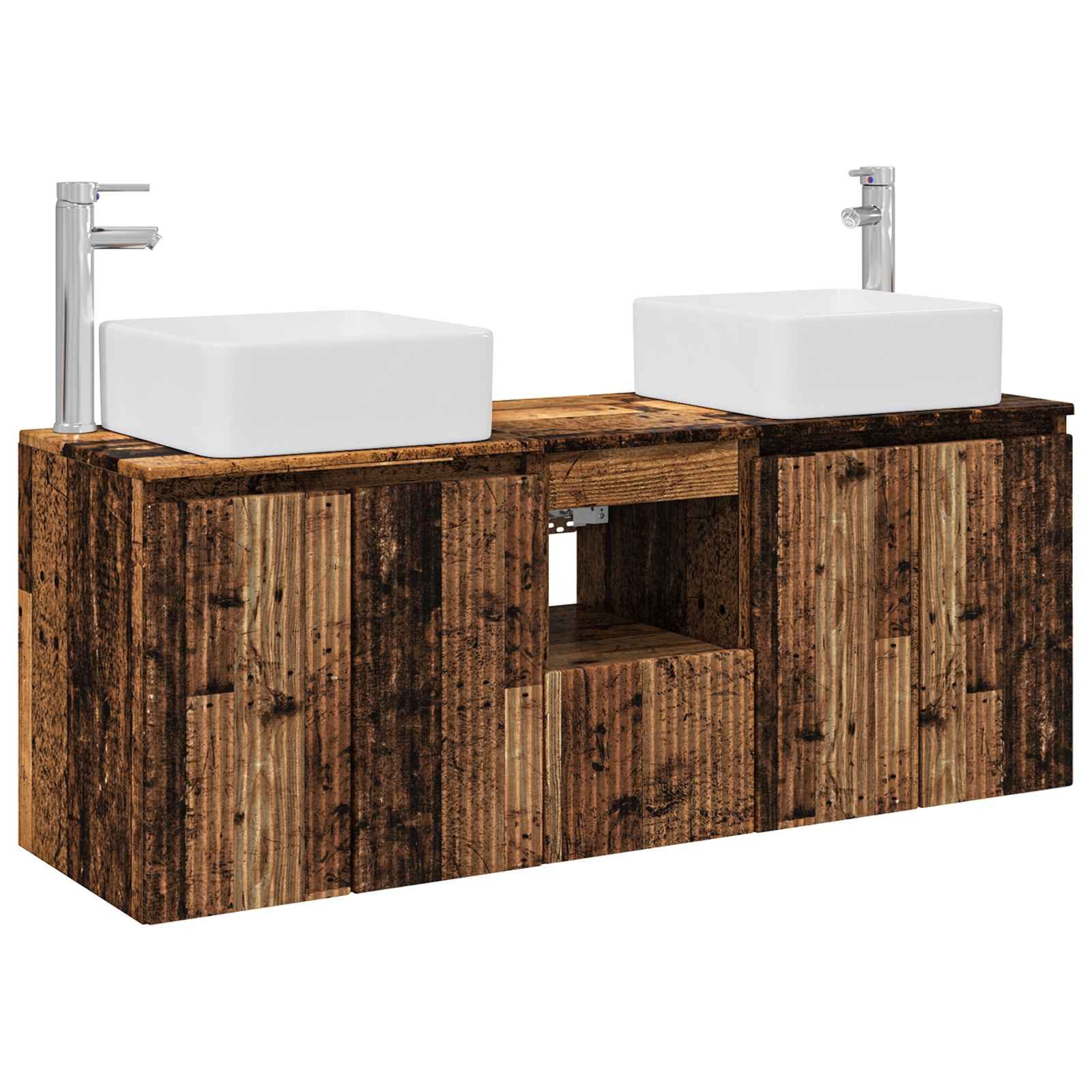 vidaXL Badezimmerspiegelschrank Badezimmerschrank-Set 3 stk. Altholz 49,5 x 41 x 63 cm (3-St)
