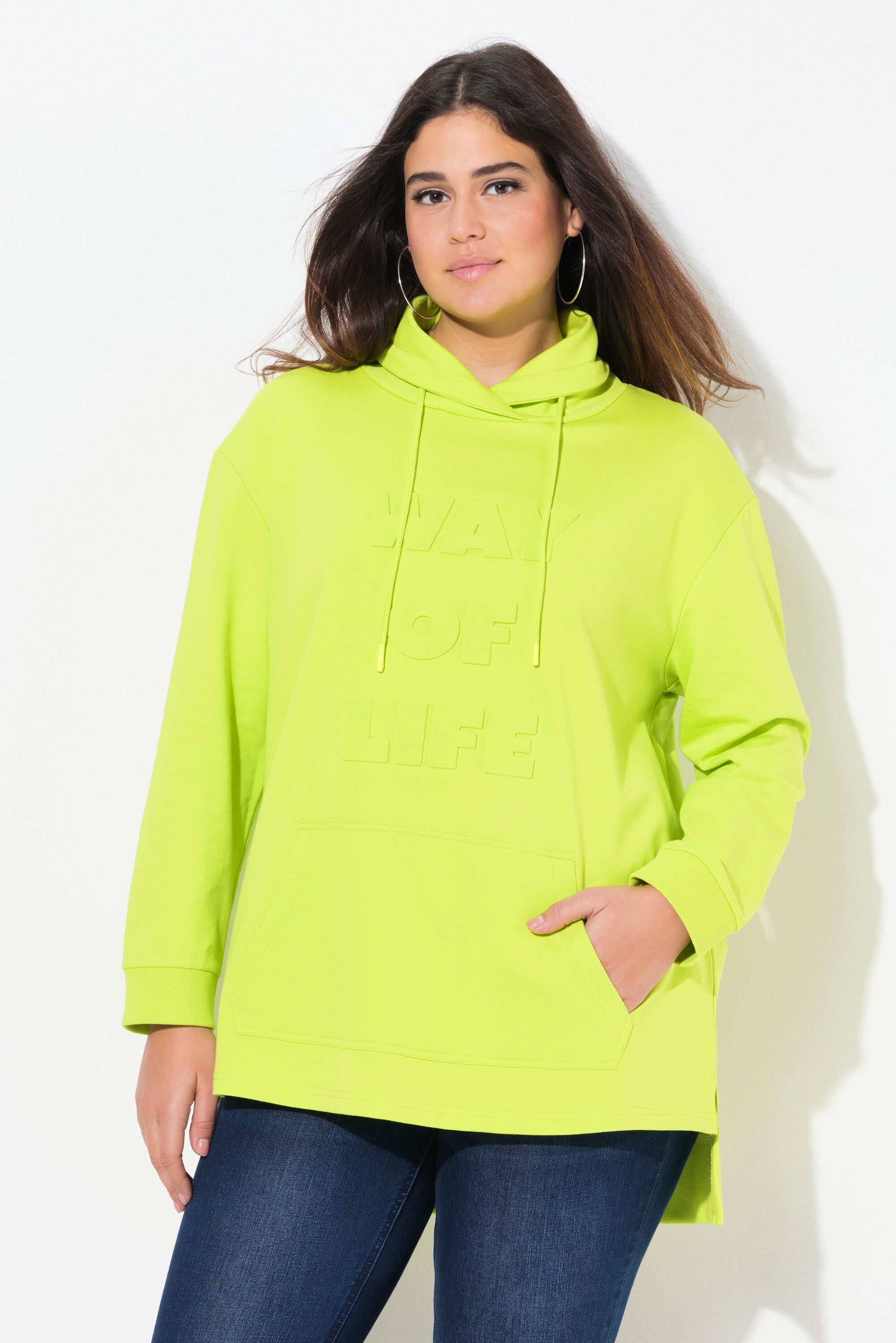 Ulla Popken Sweatshirt Sweatshirt 3D-Prägung Oversized Stehkragen Langarm
