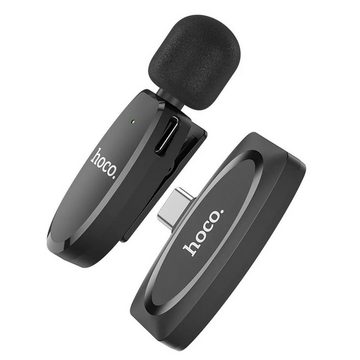 HOCO Mikrofon Drahtloses Lavaliermikrofon für Typ C USB-C Anschluss schwarz 70 mAh (2-tlg)