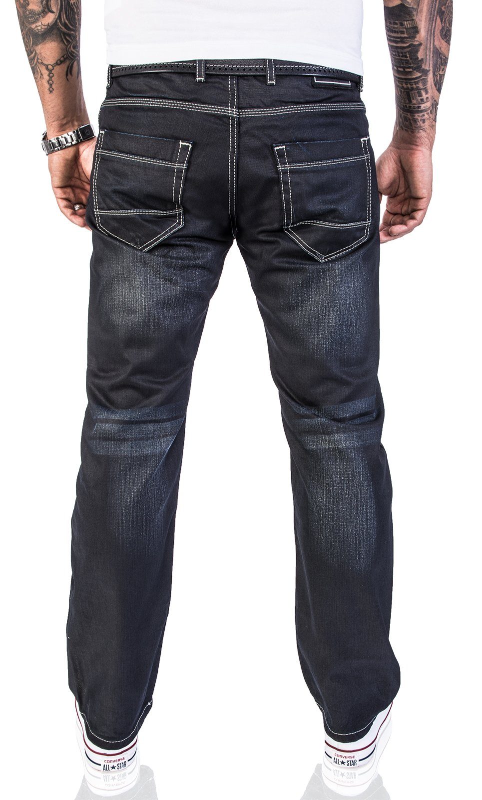 Rock Creek Straight-Jeans Herren Jeans Stonewashed Schwarz RC-2064
