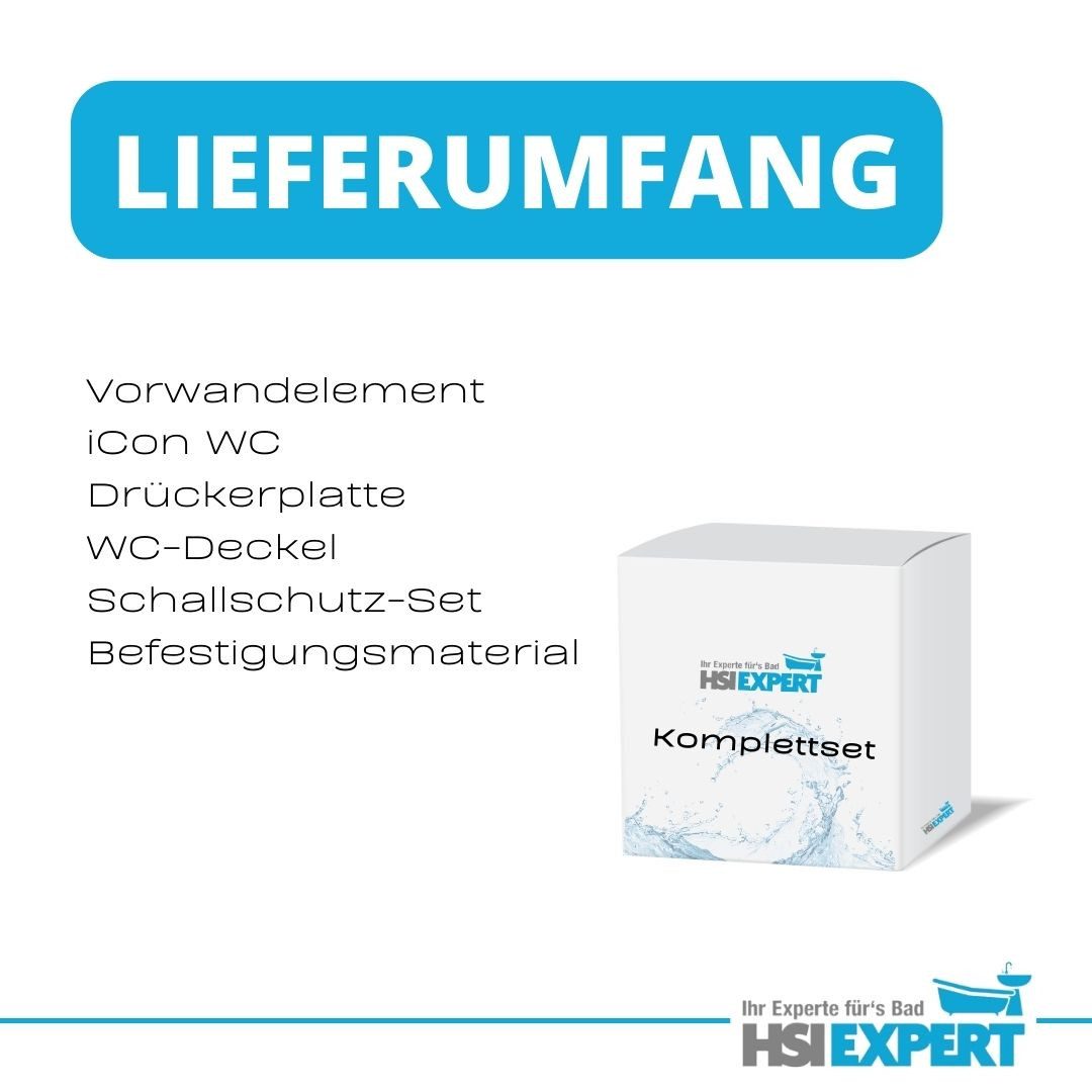 GEBERIT Vorwandelement WC Geberit Spülkasten Icon WC spülrandlos beschichtet, Spar-Set