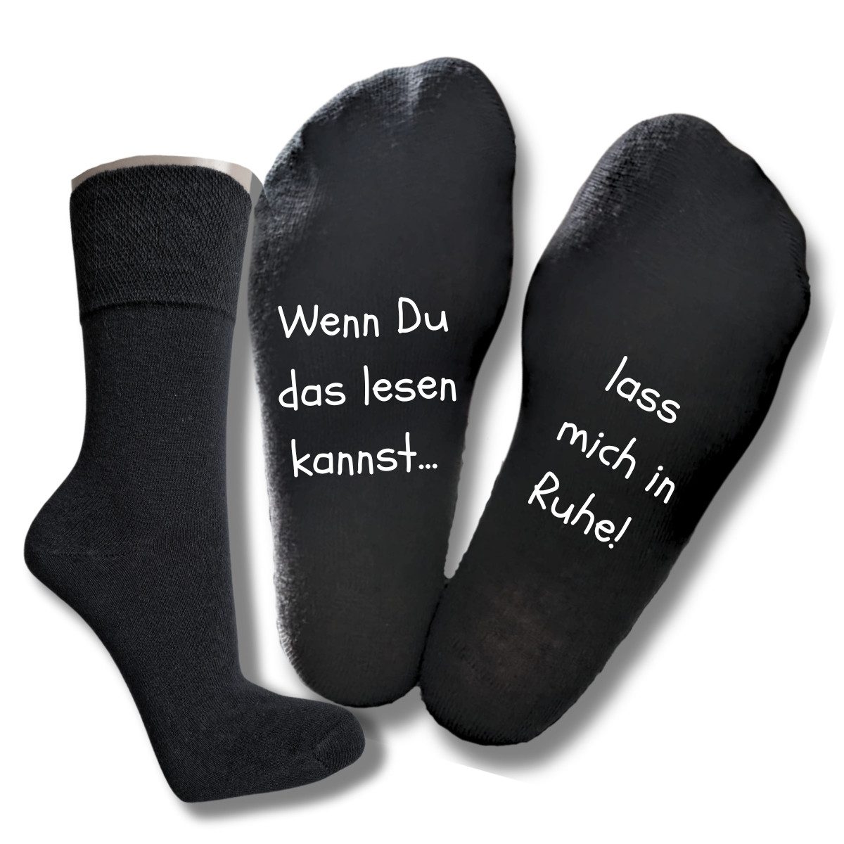 Freizeitsocken Spruchsocken - Spruch auf Fußsohle schwarz 51-54