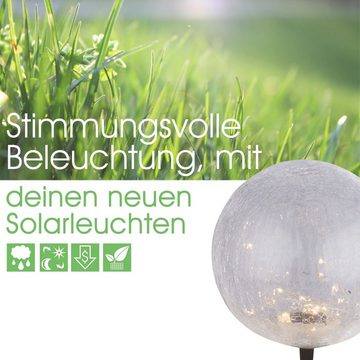 bmf-versand LED Solarleuchte Solarlampe Garten 2er Set Kugel Glas Solarleuchte Außen Solarkugel