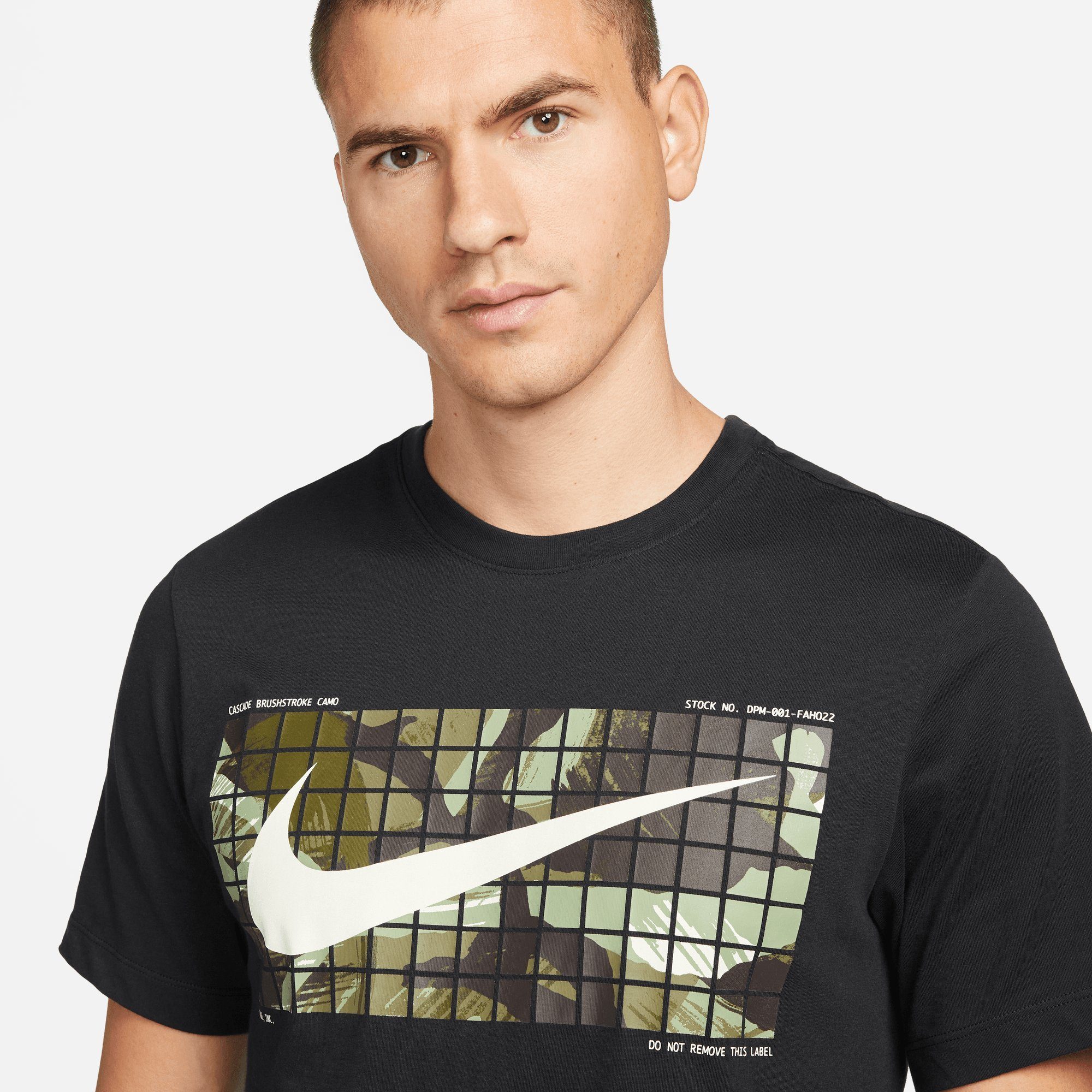 Nike Trainingsshirt BLACK DRI-FIT T-SHIRT CAMO FITNESS MEN'S