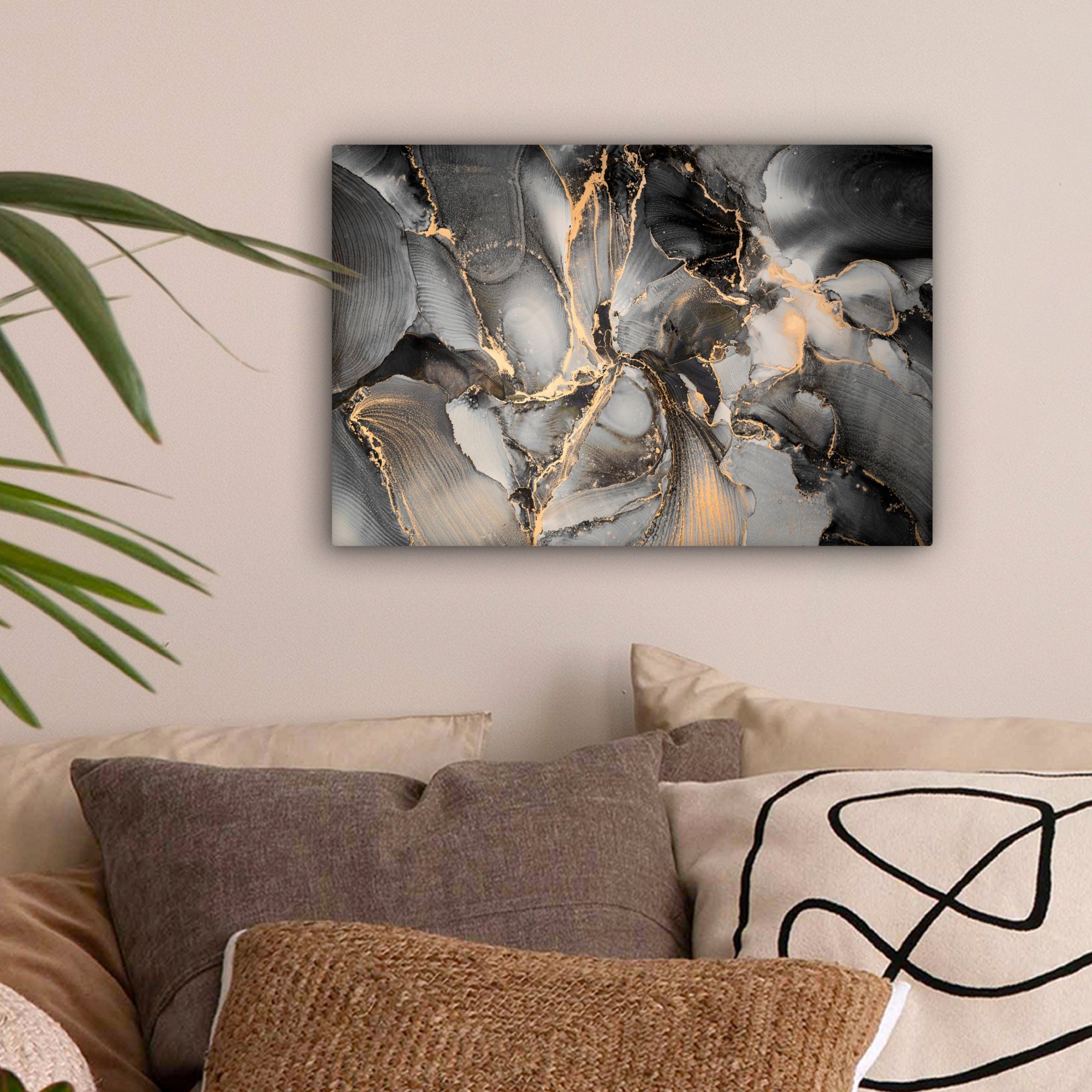 OneMillionCanvasses® Leinwandbild Grau - Luxus - Gold - Marmor, Fotodruck ( günstig online kaufen