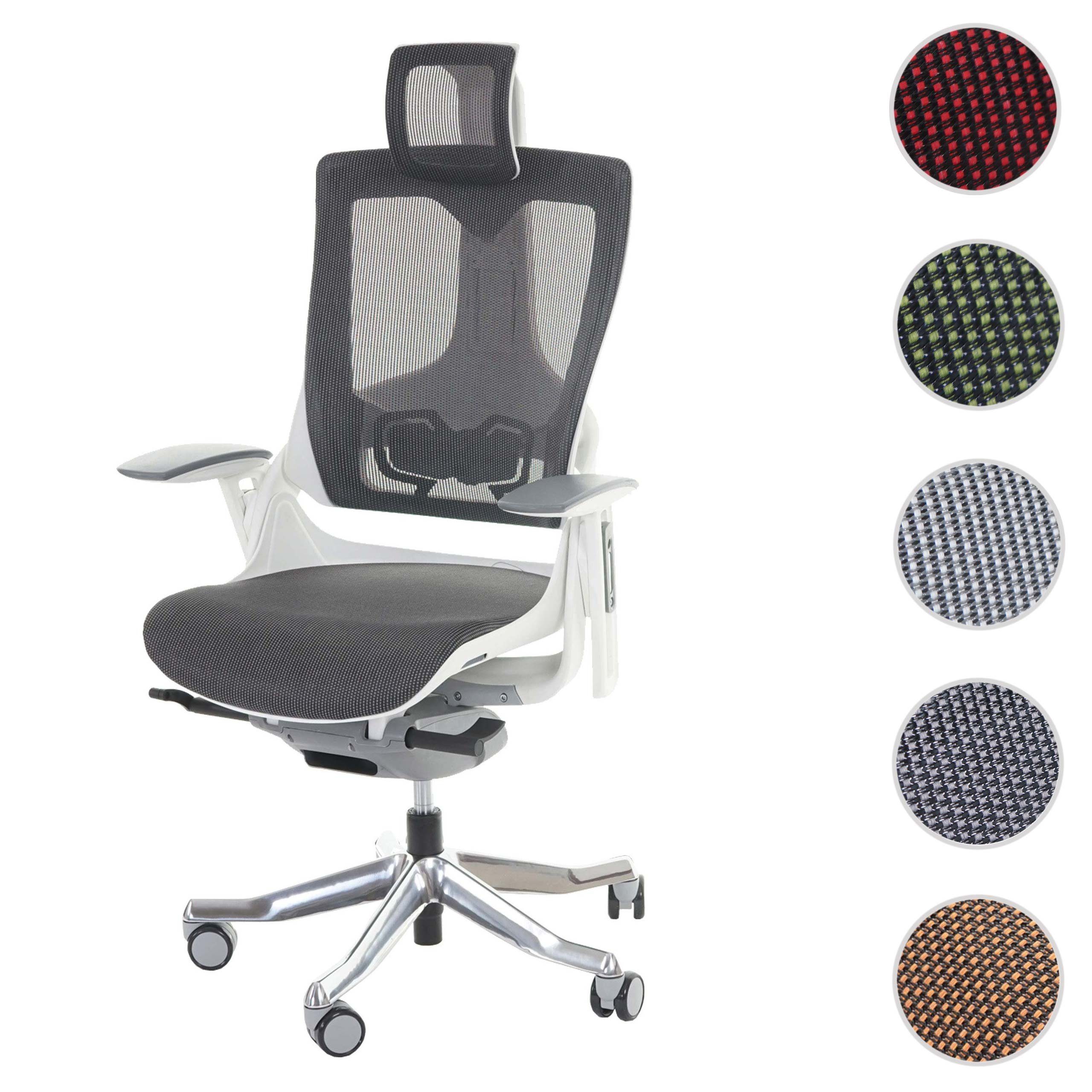 MCW Schreibtischstuhl Rückenlehne, schwarz-grau weiß/grau Adelaide, Netzbespannung Luftzirkulation Höhenverstellbare | für