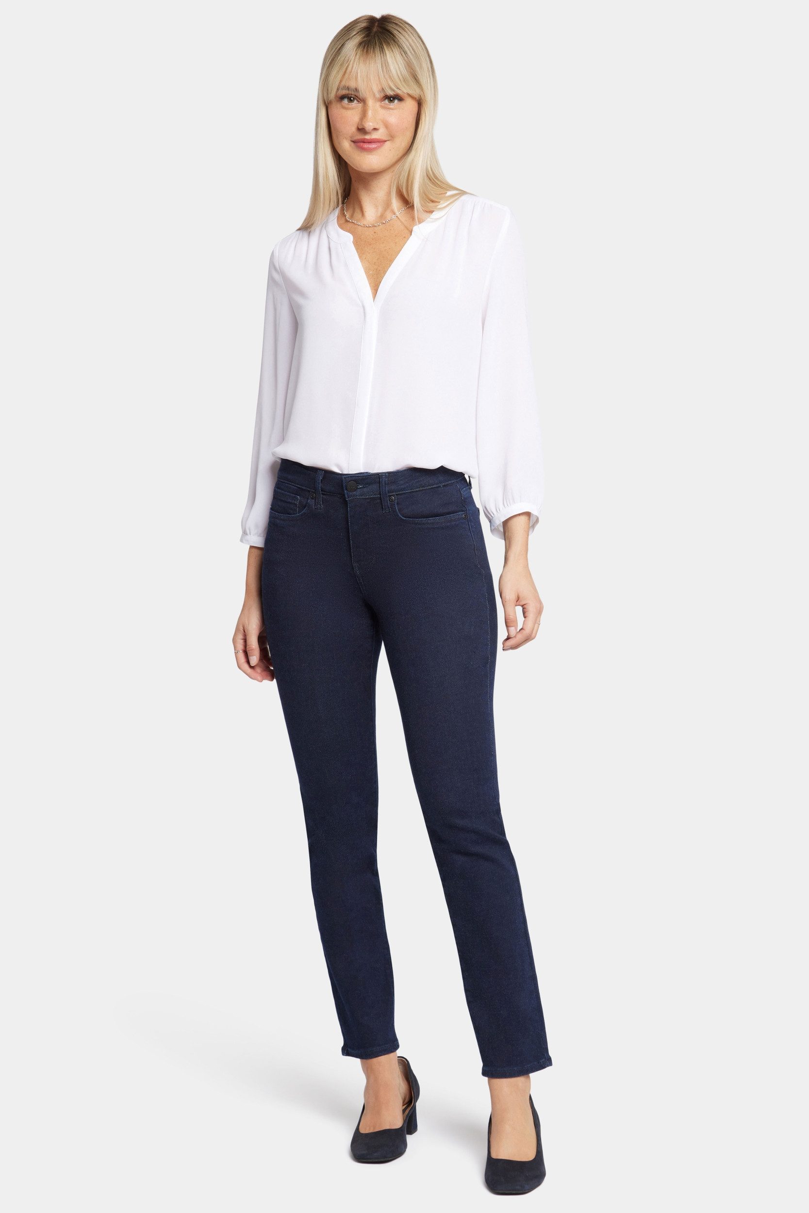NYDJ Slim-fit-Jeans Sheri Slim Jeans Dunkelblauem Premium Denim