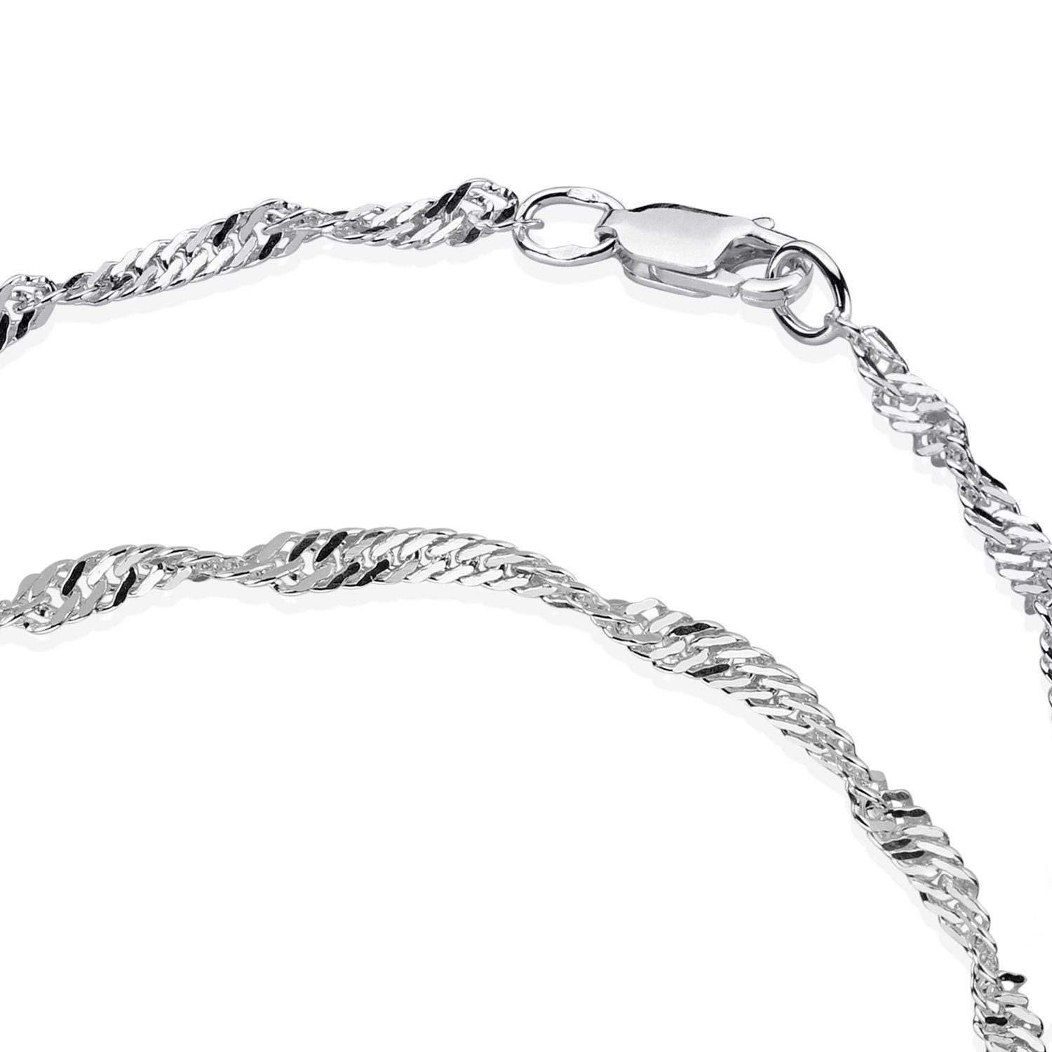 Materia Armkette Damen Singapurkette Hochglanz SA-84, 925 Sterling Silber